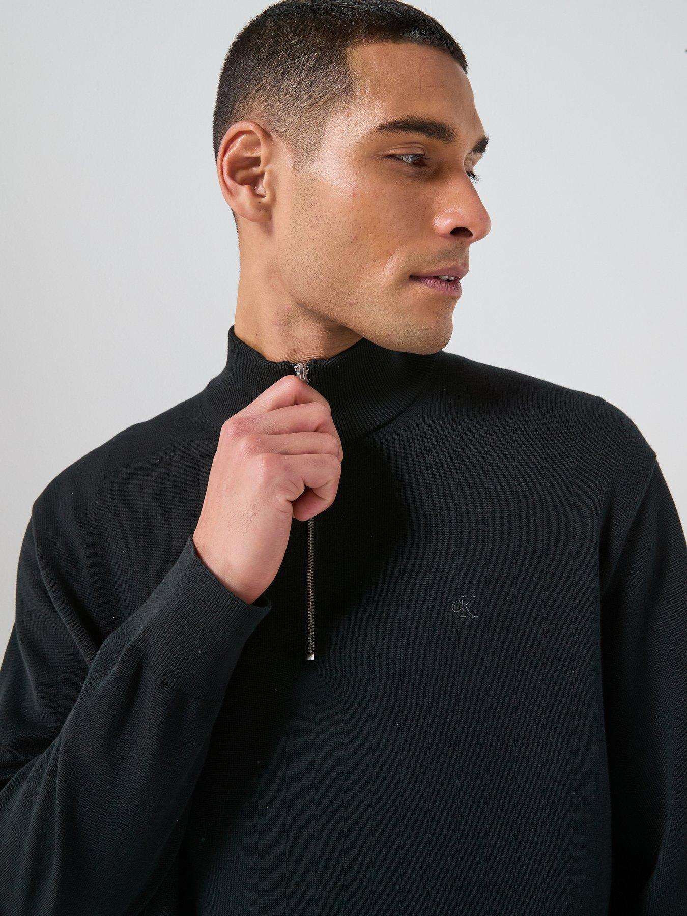 Image 5 of 6 of Calvin Klein Supima Cotton 1/2 Zip Knitted Jumper - Black