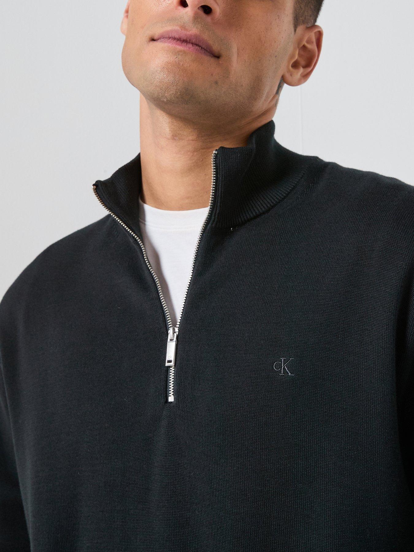 Image 6 of 6 of Calvin Klein Supima Cotton 1/2 Zip Knitted Jumper - Black