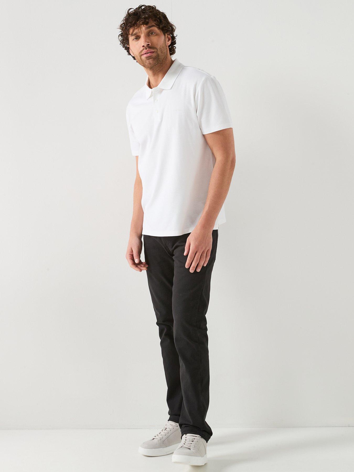 Image 3 of 6 of Calvin Klein Tech Interlock Short Sleeve Polo Shirt - White