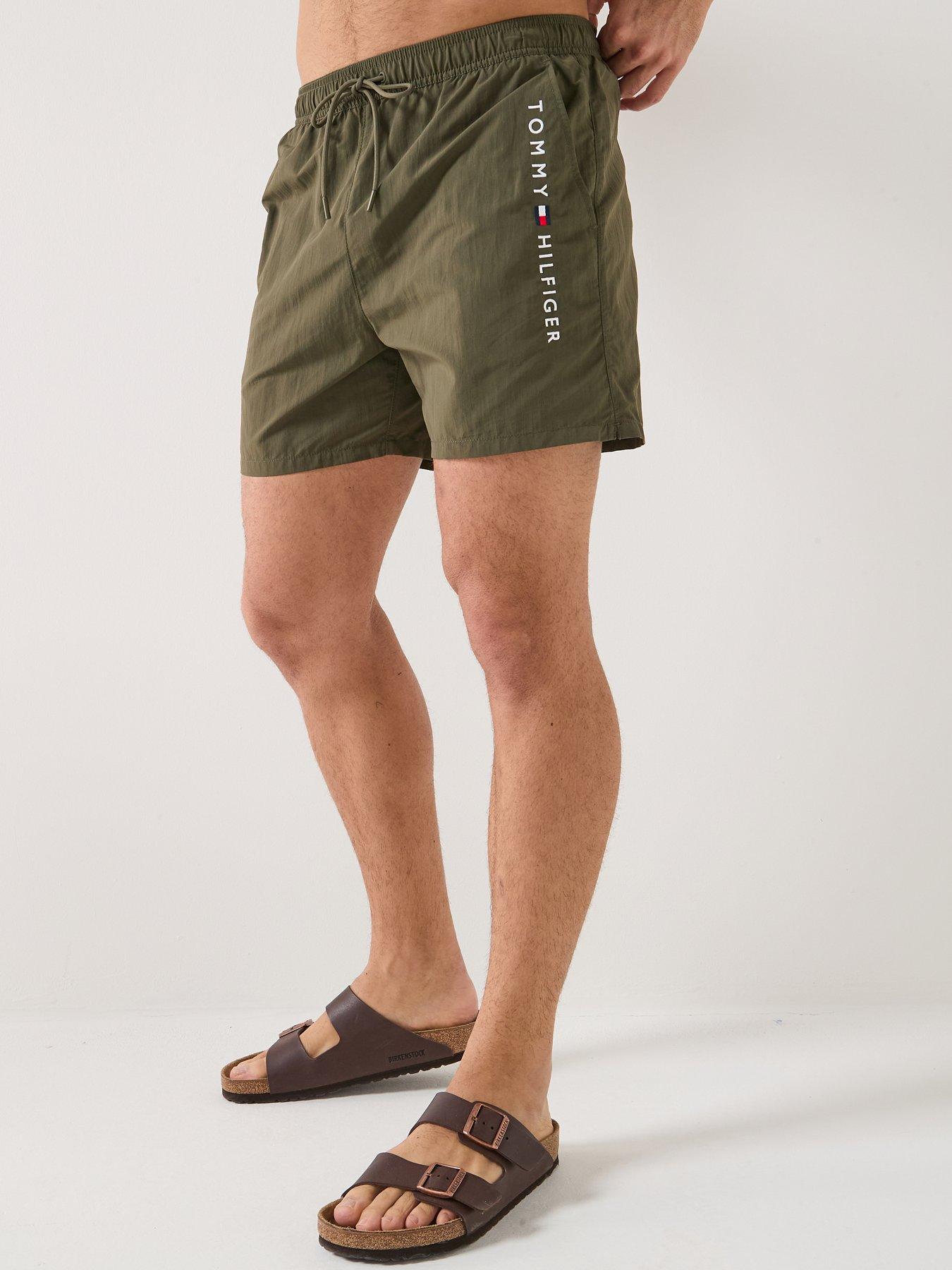 Image 1 of 6 of Tommy Hilfiger Side Linear Logo Swimshorts - Green