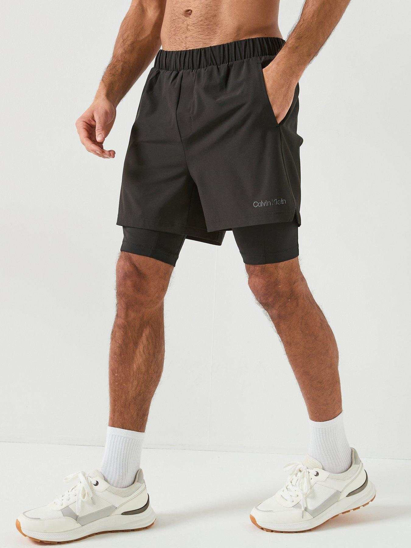 Calvin Klein Sport Work Out Woven 2-In-1 Shorts - Black