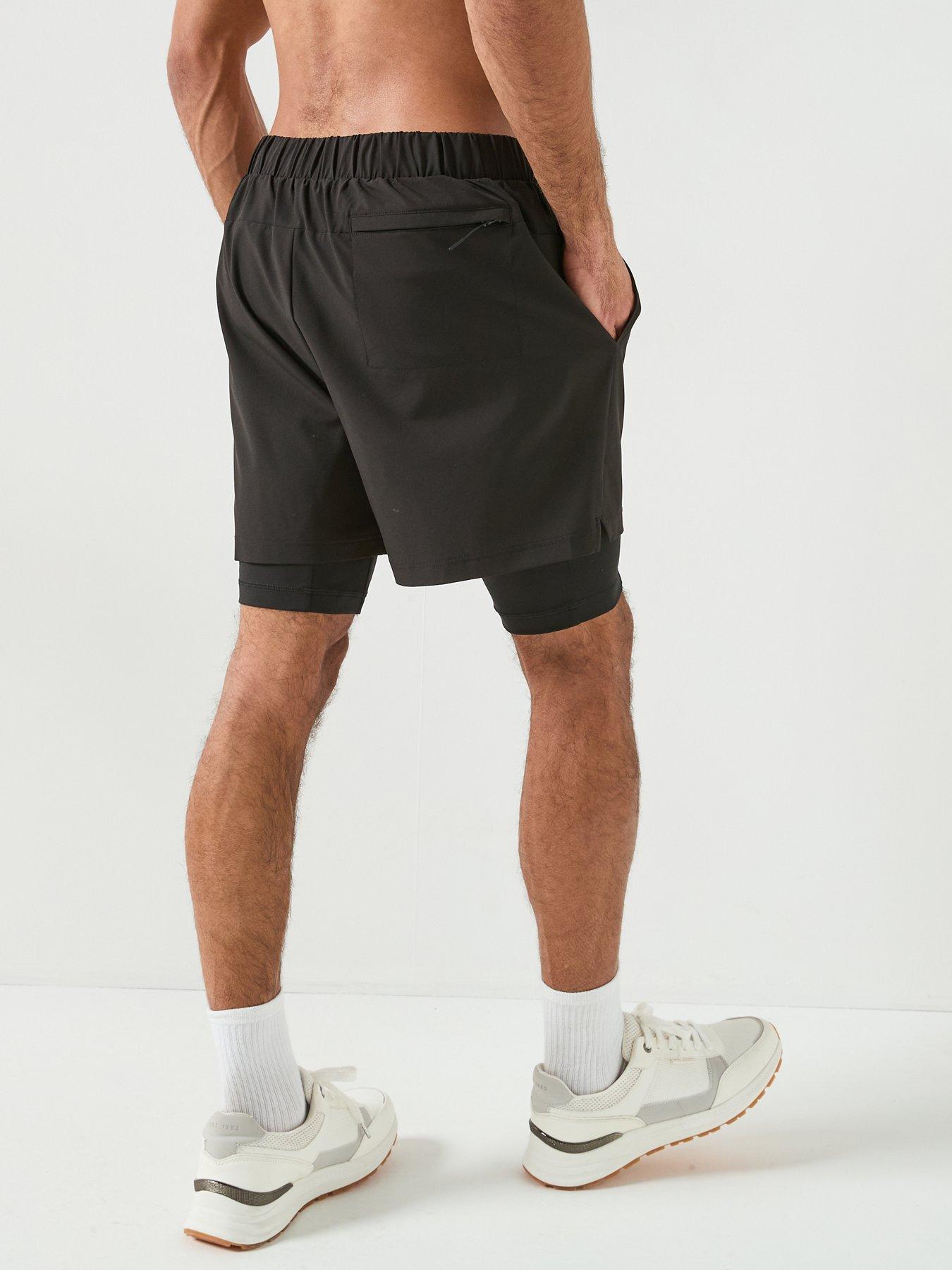 Image 2 of 6 of Calvin Klein Sport Work Out Woven 2-In-1 Shorts - Black