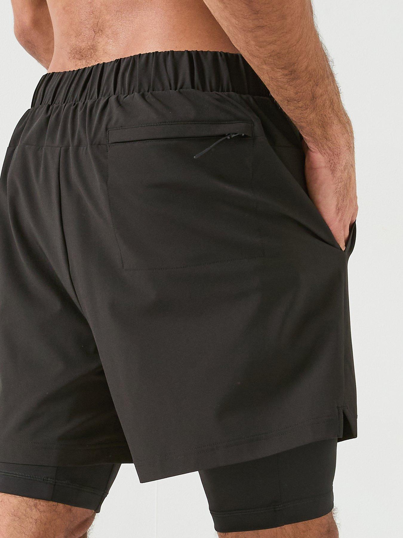 Image 5 of 6 of Calvin Klein Sport Work Out Woven 2-In-1 Shorts - Black