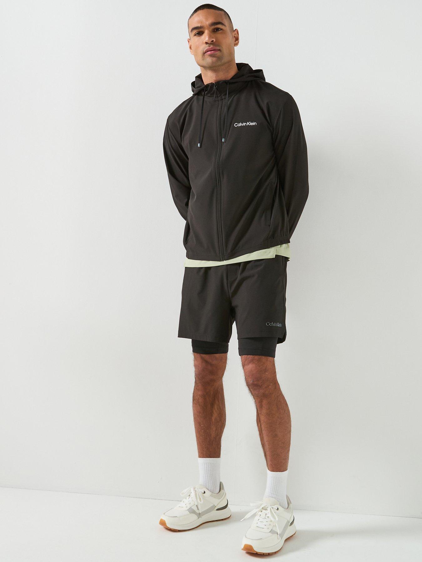 Image 6 of 6 of Calvin Klein Sport Work Out Woven 2-In-1 Shorts - Black