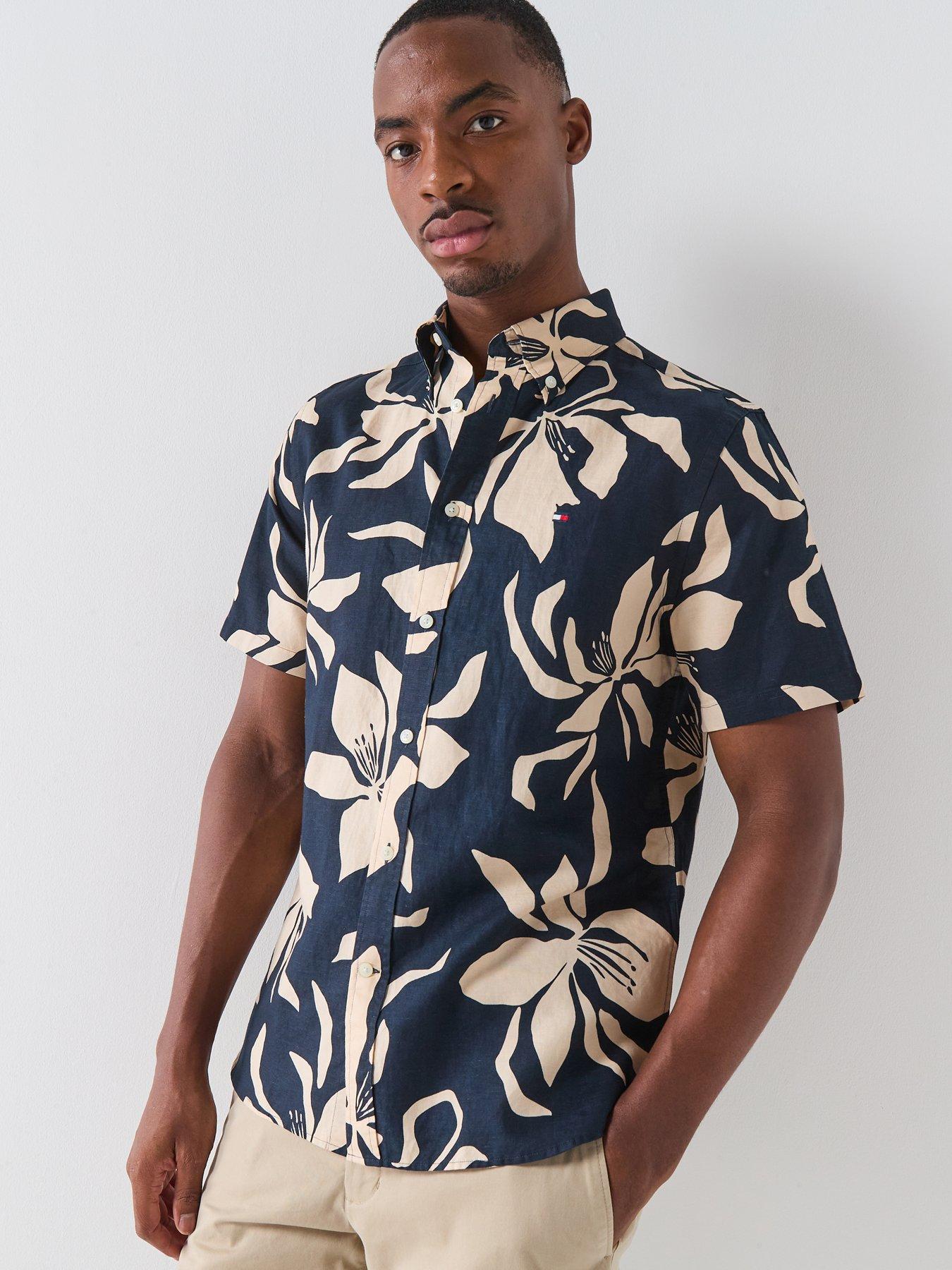 Tommy Hilfiger Flower Print Linen Blend Shirt - Navy