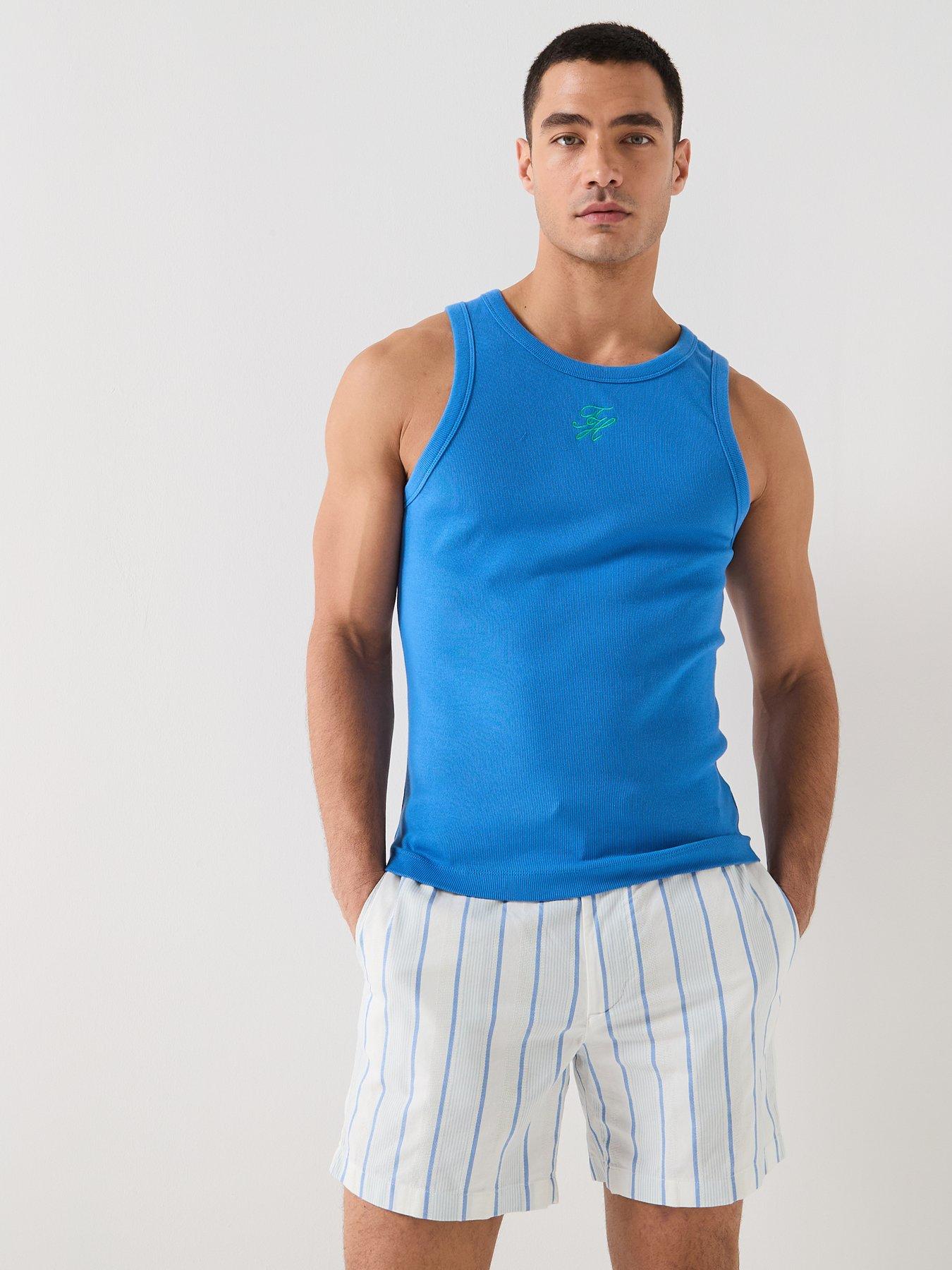 Tommy Hilfiger Mono Script Logo Rib Vest - Blue