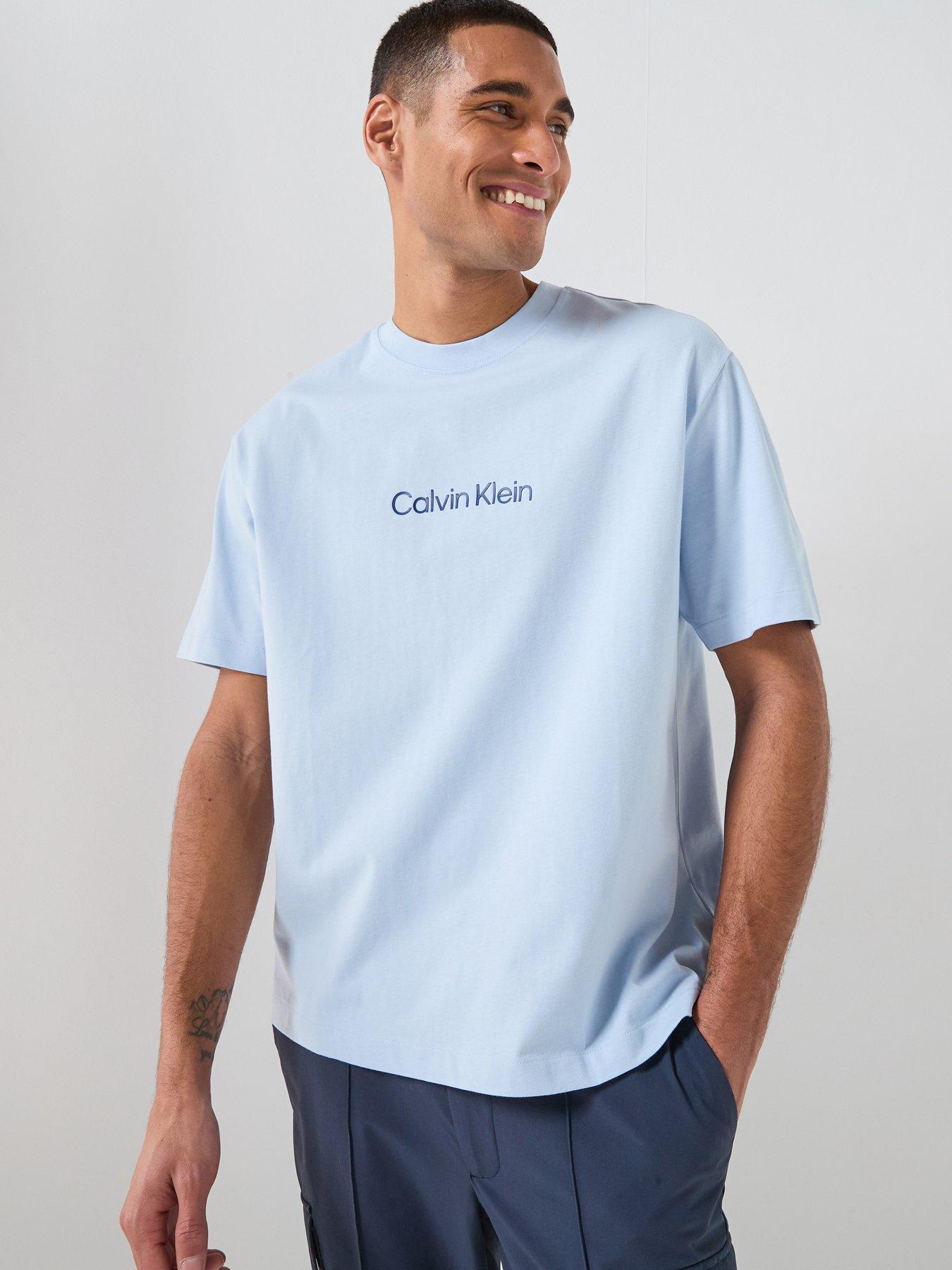 Calvin Klein Relaxed Fit Central Logo T-Shirt - Blue