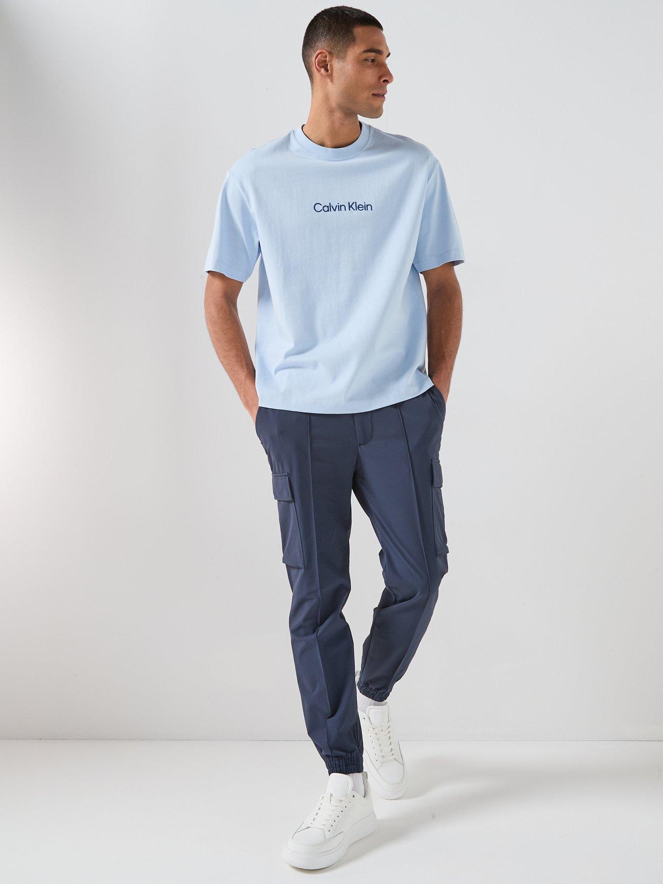 Image 3 of 6 of Calvin Klein Relaxed Fit Central Logo T-Shirt - Blue