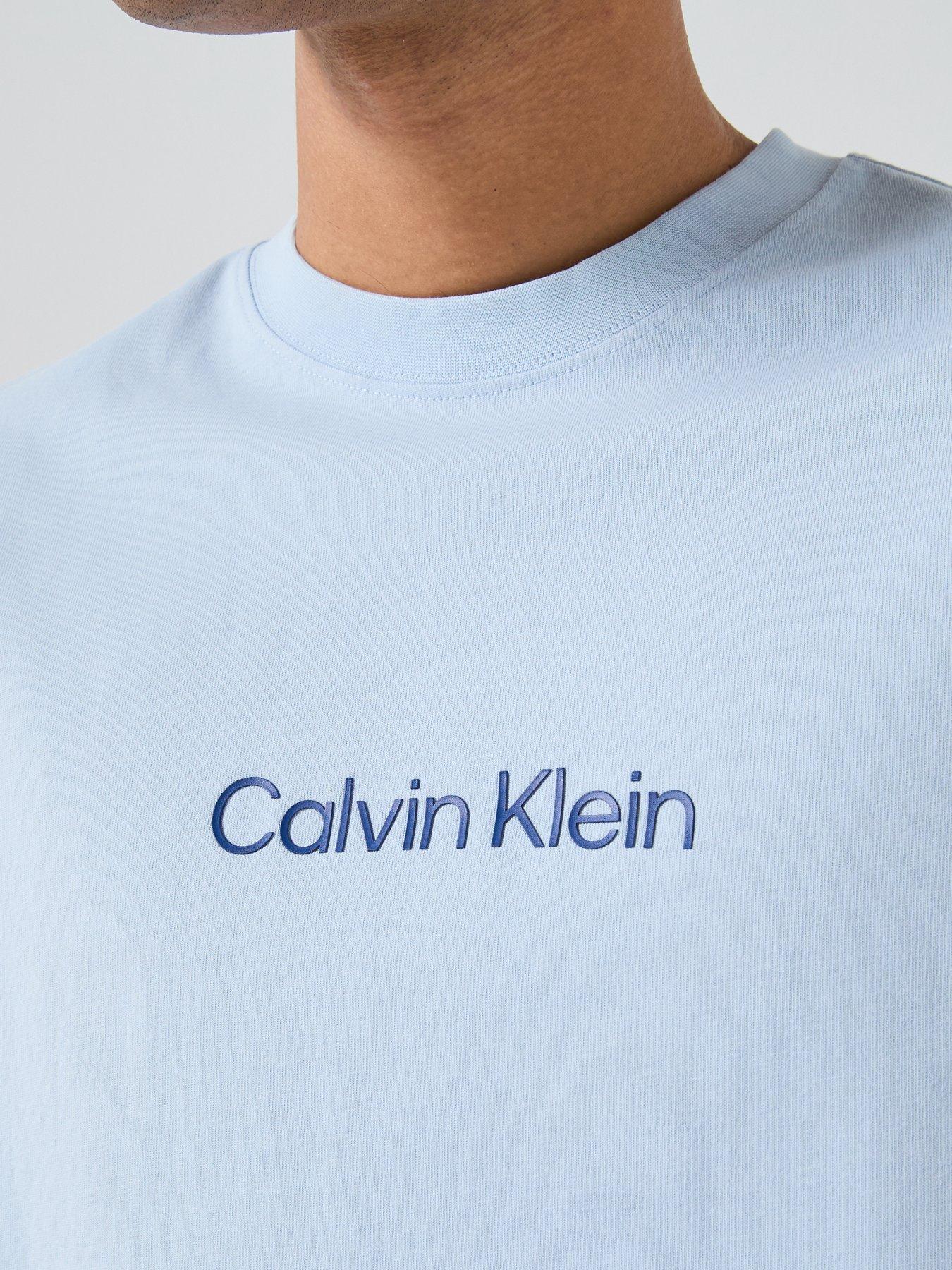Image 6 of 6 of Calvin Klein Relaxed Fit Central Logo T-Shirt - Blue