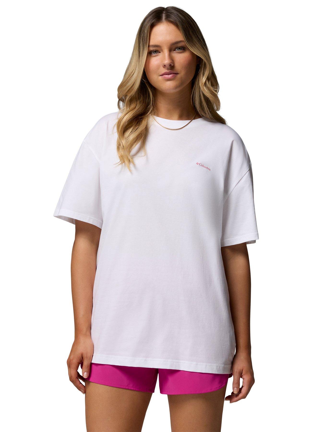 Image 2 of 6 of Columbia Womens Rolling Bend Graphic Oversized T-Shirt - White