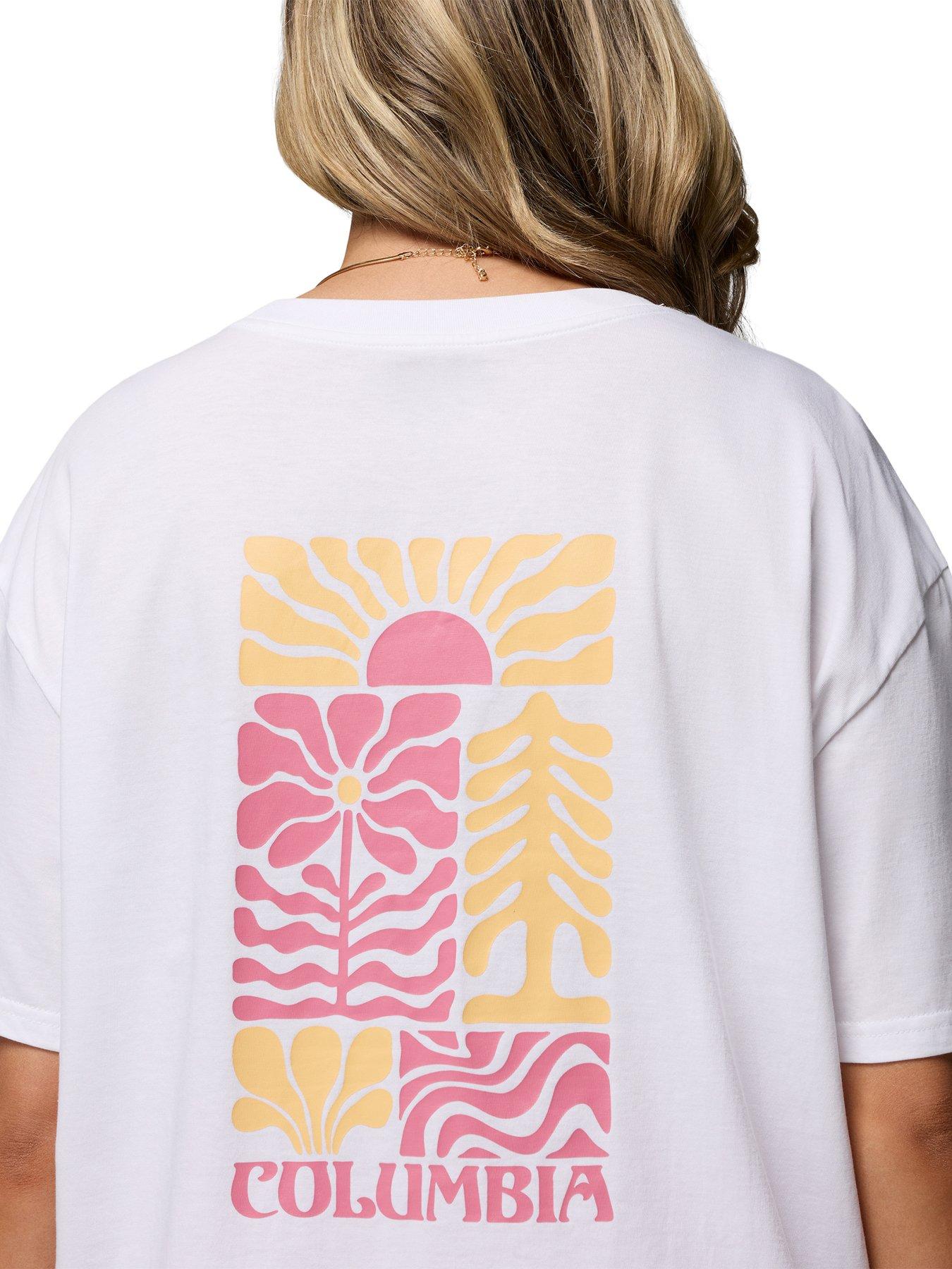 Image 5 of 6 of Columbia Womens Rolling Bend Graphic Oversized T-Shirt - White