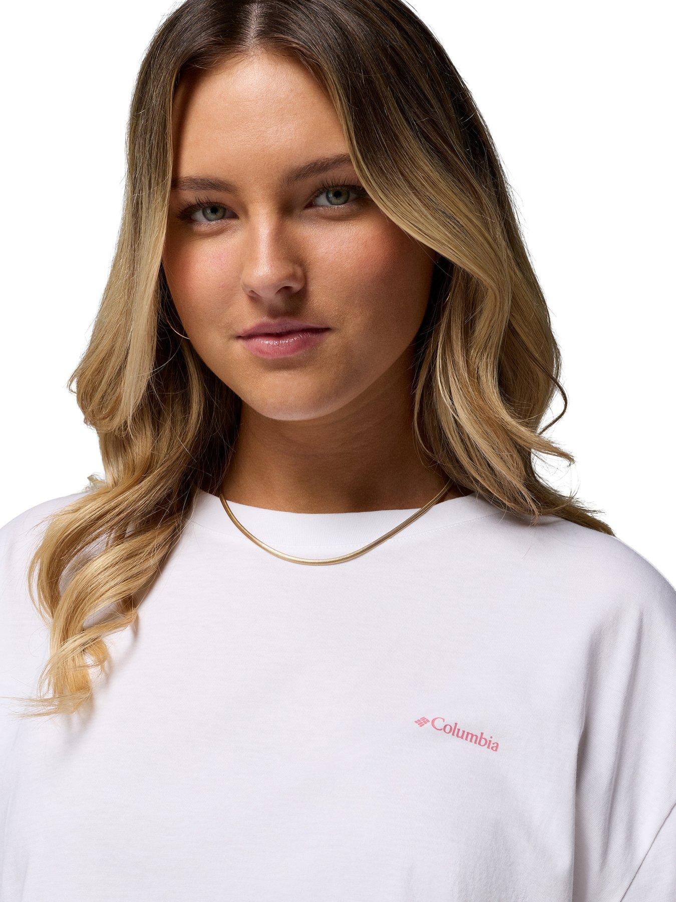 Image 6 of 6 of Columbia Womens Rolling Bend Graphic Oversized T-Shirt - White