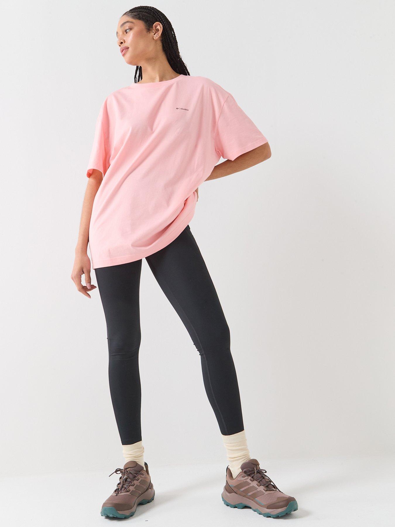 Image 3 of 6 of Columbia Womens Rolling Bend Graphic Oversized T-Shirt - Pink