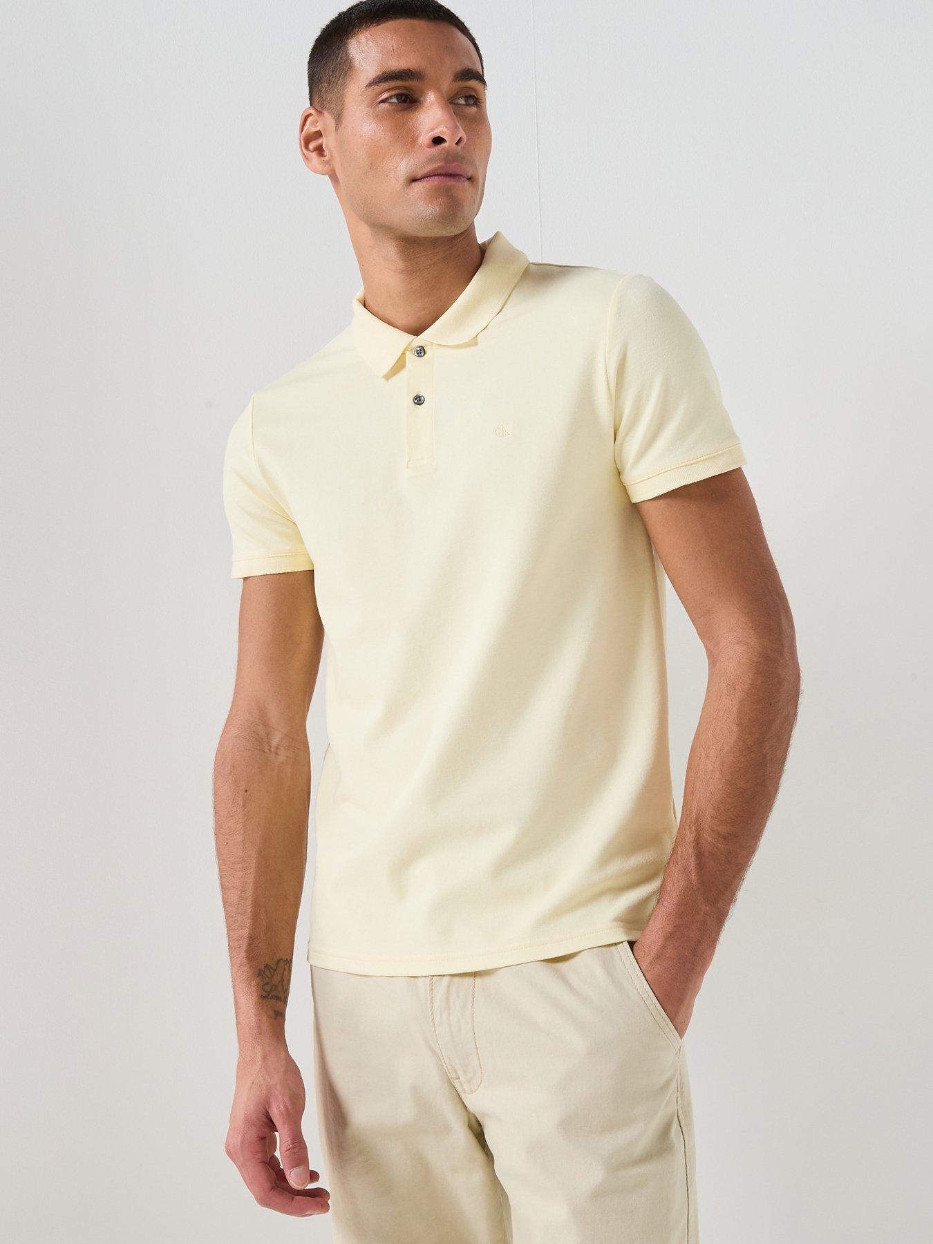 Calvin Klein Slim Fit Refined Pique Polo Shirt - Yellow