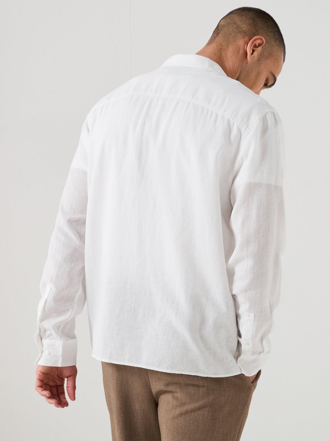calvin-klein-classic-linen-shirt-plain-whitestillFront