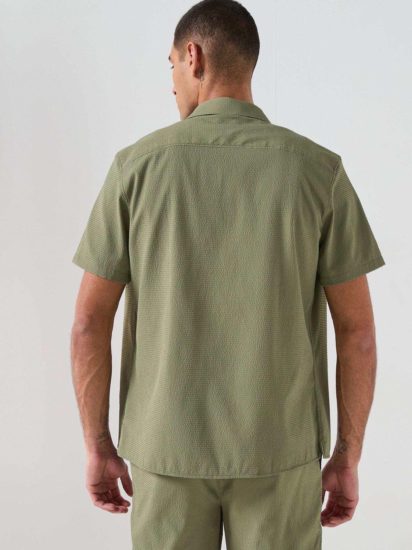 Image 2 of 6 of Calvin Klein Seersucker Short Sleeve Shirt - Green