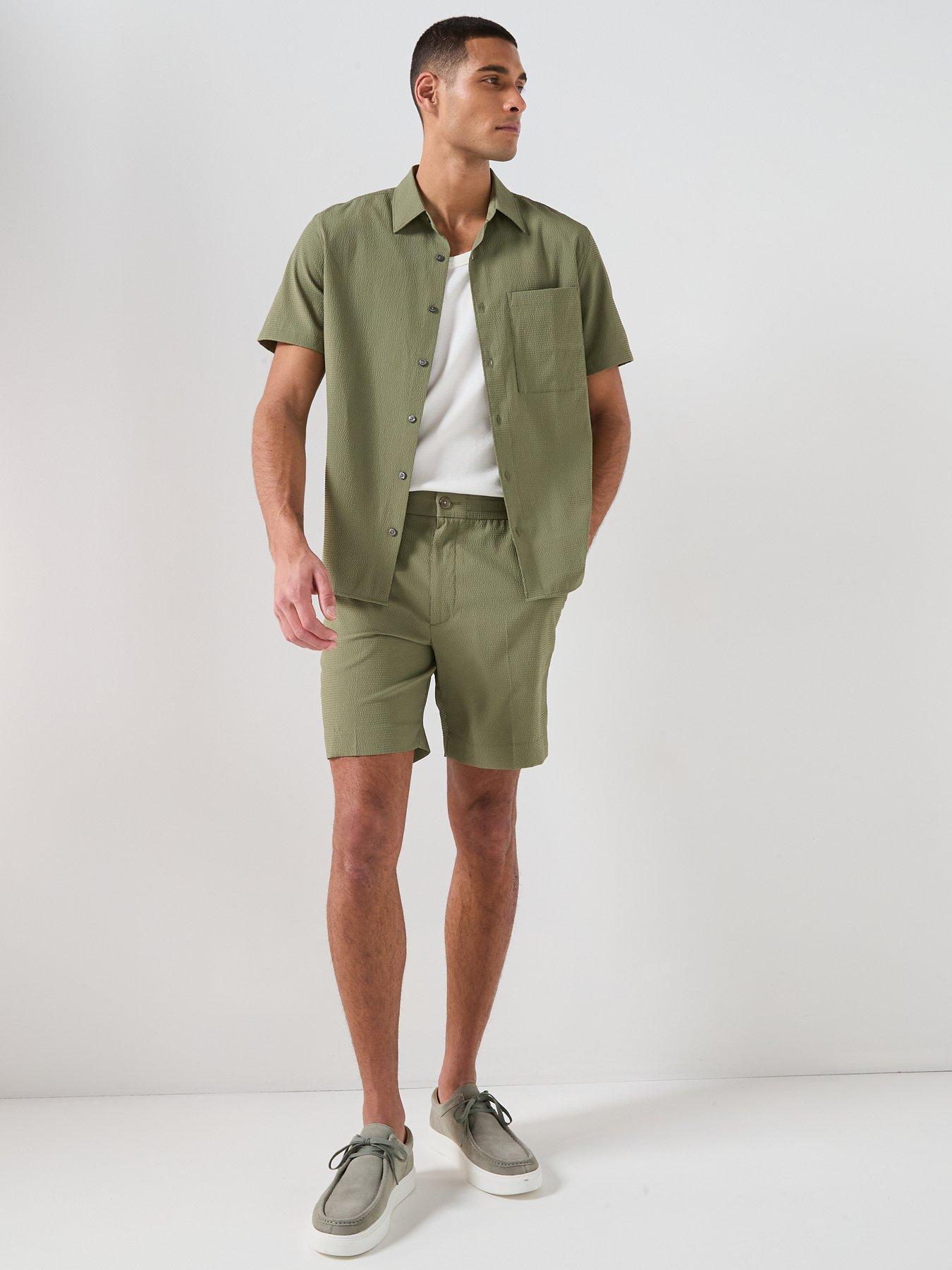 Image 3 of 6 of Calvin Klein Seersucker Short Sleeve Shirt - Green