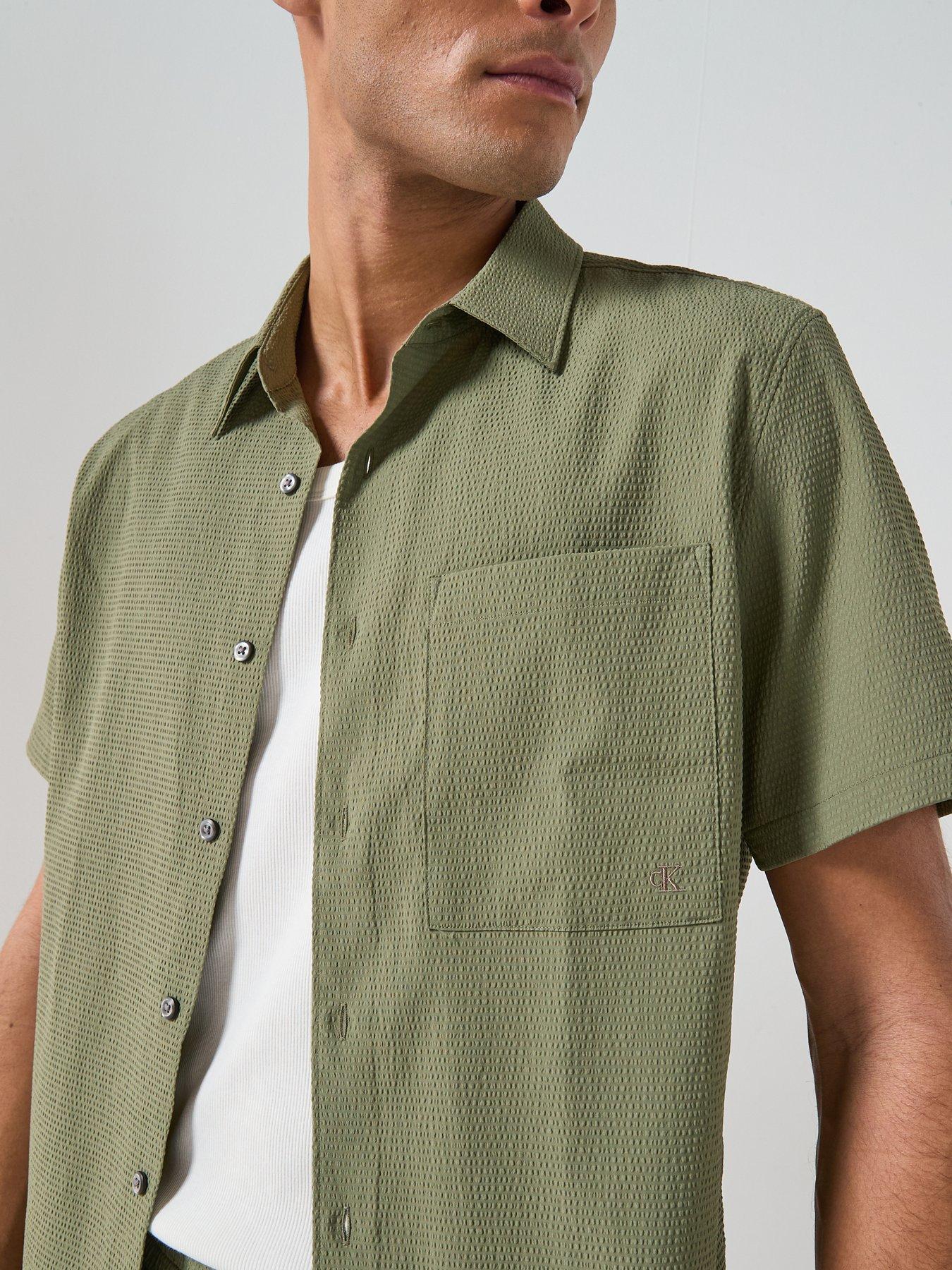 Image 6 of 6 of Calvin Klein Seersucker Short Sleeve Shirt - Green
