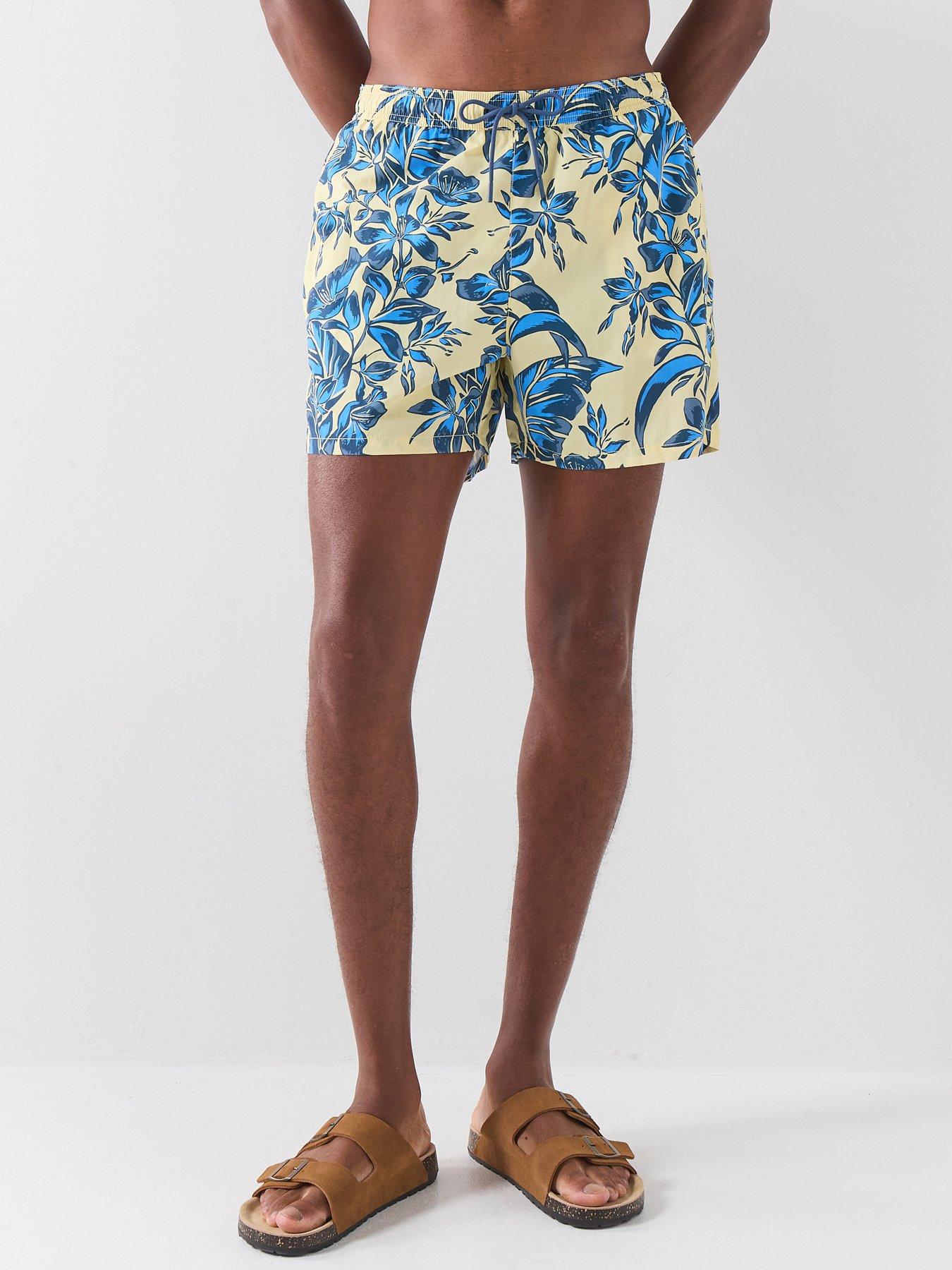 tommy-hilfiger-essential-floral-all-over-print-medium-swim-shorts-yellow