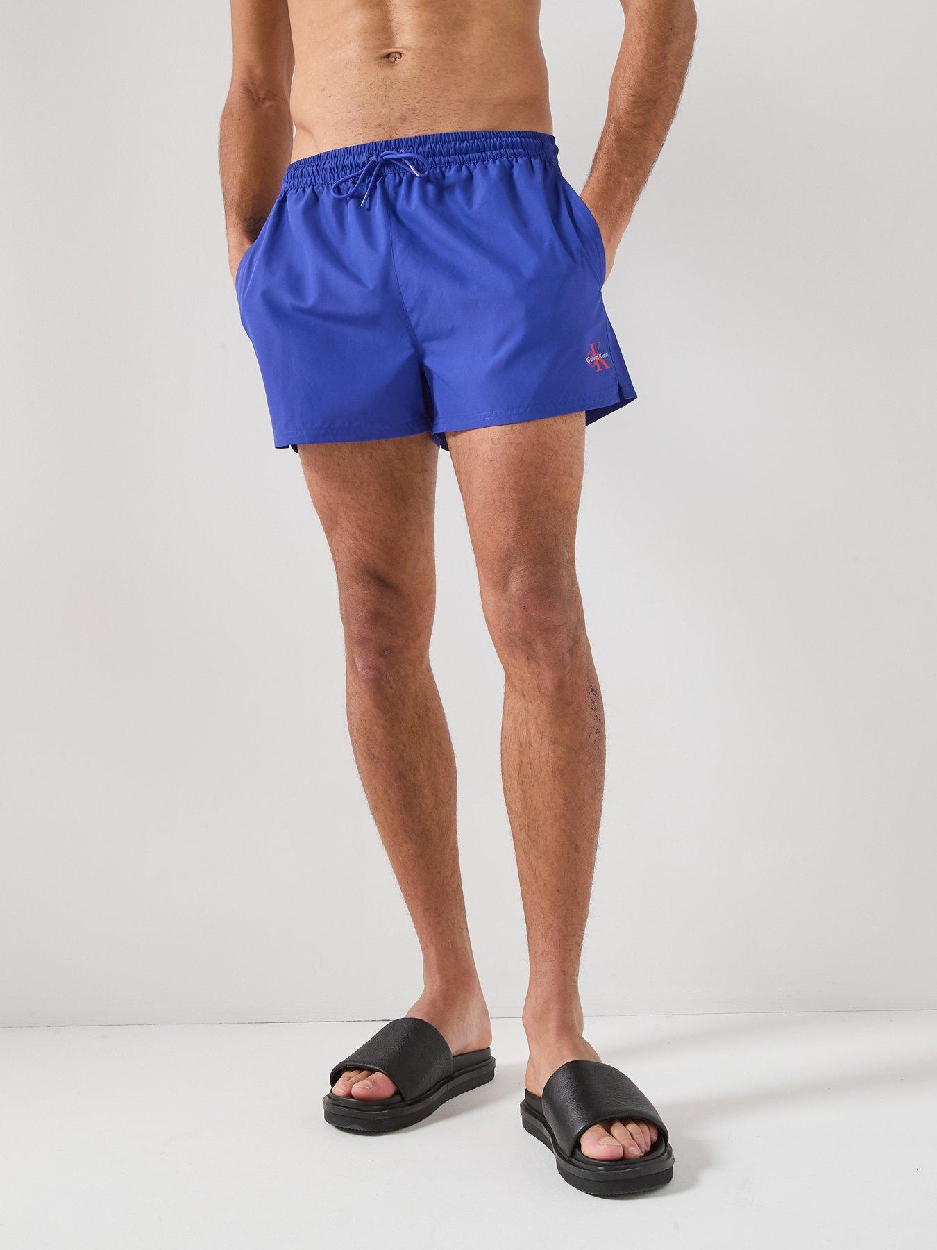 Calvin Klein Graphic Mono Logo Short Swim Shorts - Bright Blue