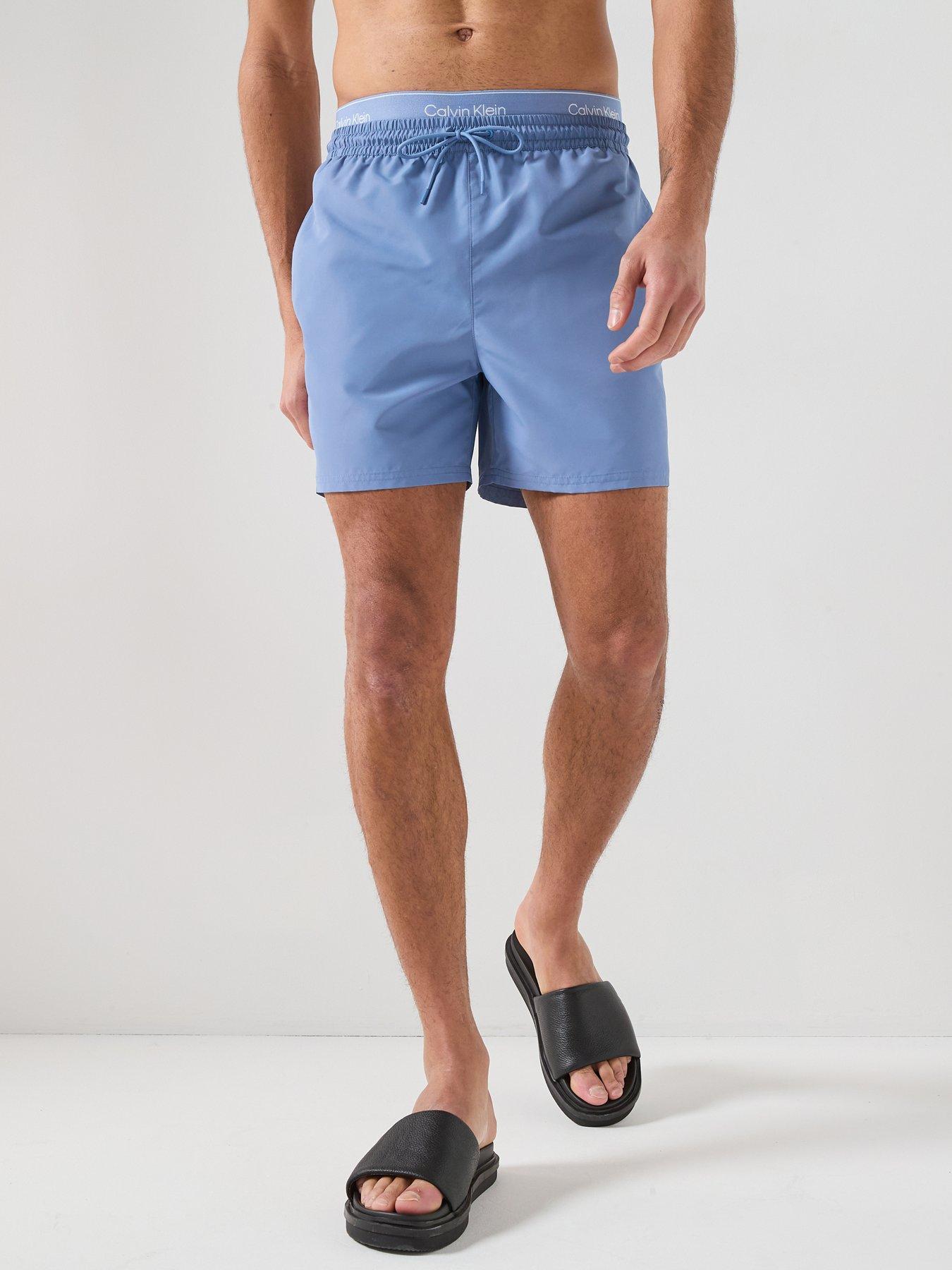 Calvin Klein Essential Double Waistband Medium Swim Shorts - Blue