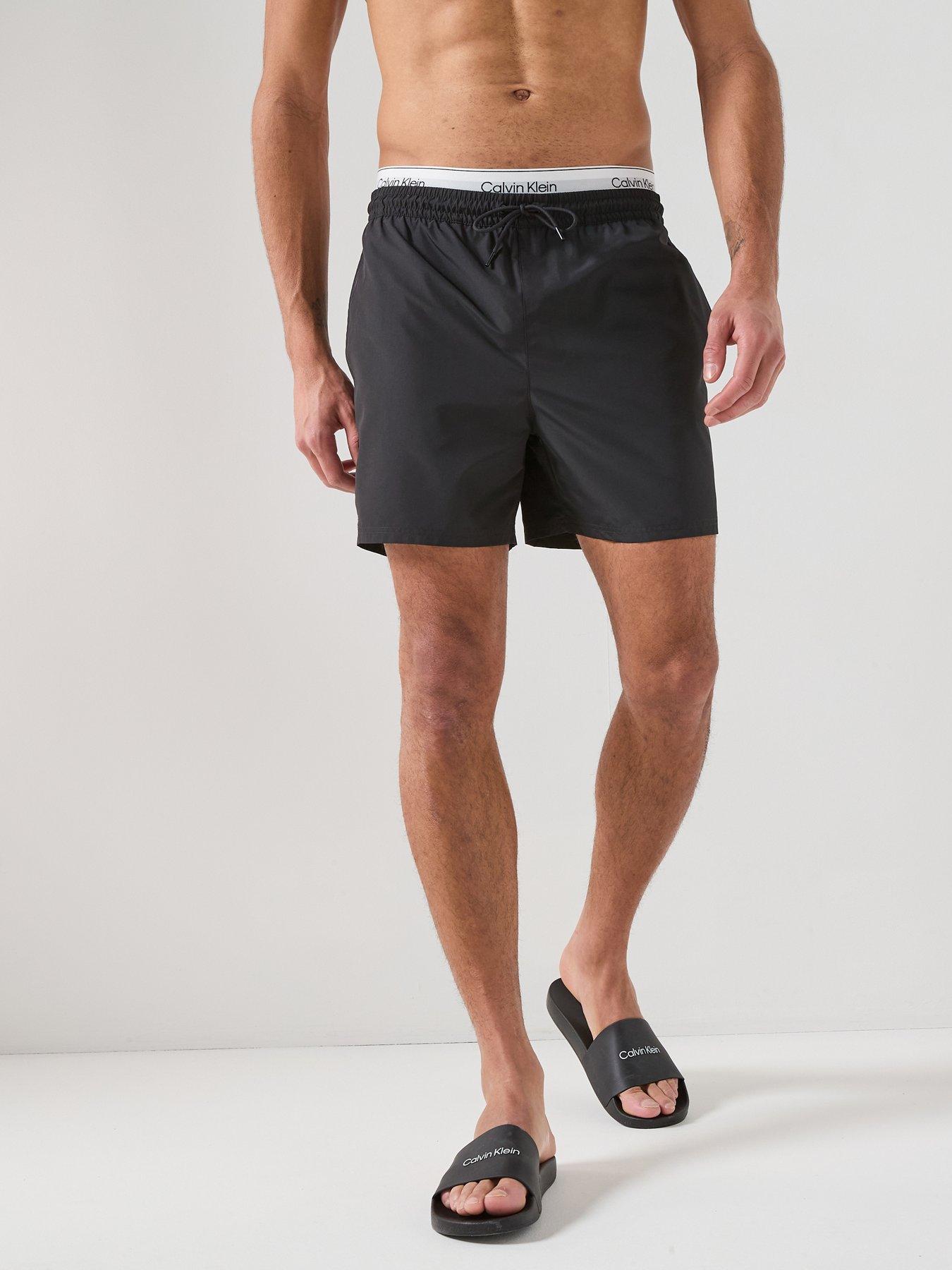 Calvin Klein Essential Double Waistband Medium Swim Shorts - Black