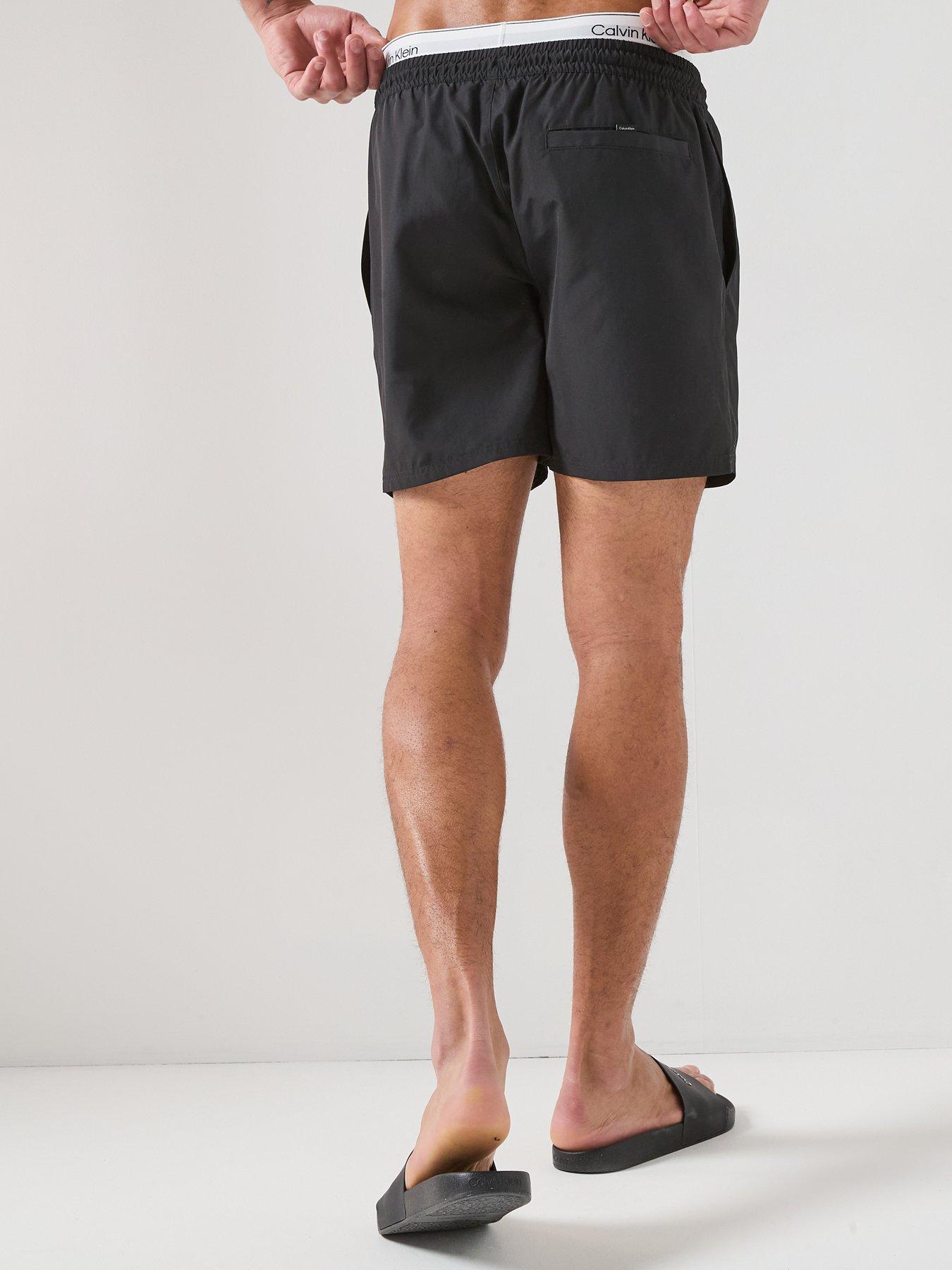 calvin-klein-essential-double-waistband-medium-swim-shorts-blackstillFront