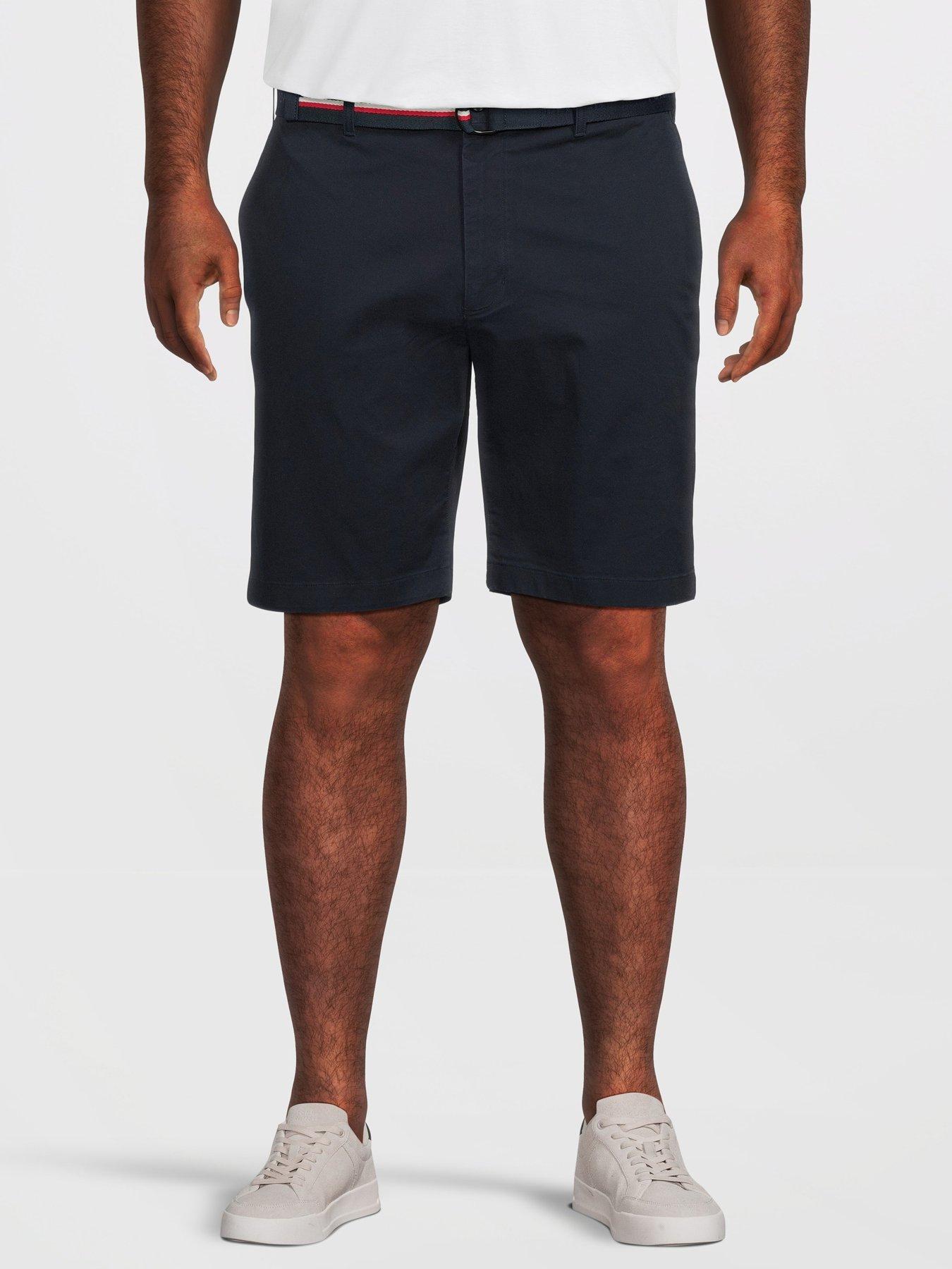 Tommy Hilfiger Big  &  Tall Denton Essential Twill Belted Chino Shorts - Navy