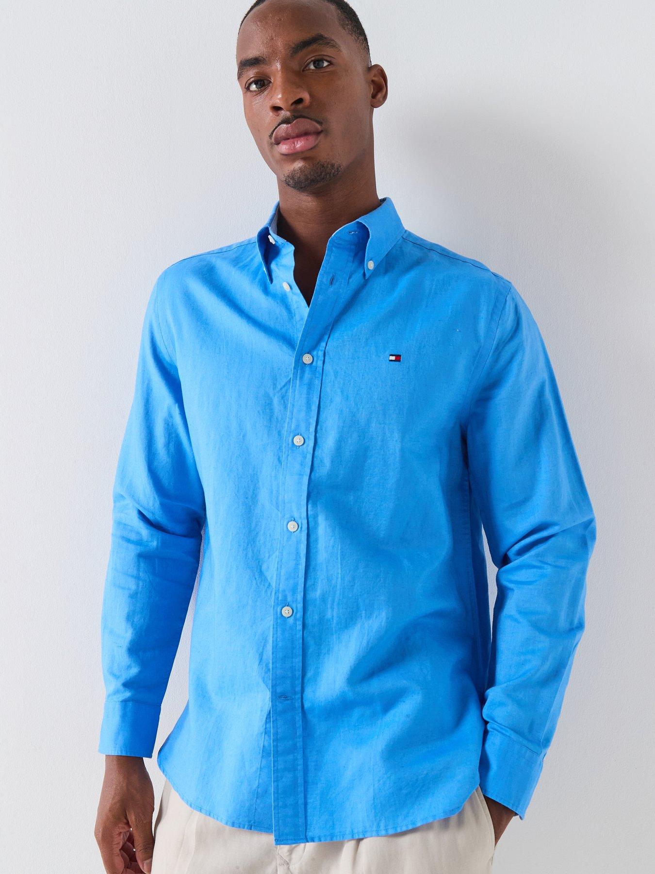 tommy-hilfiger-regular-fit-linen-blend-shirt-bluefront