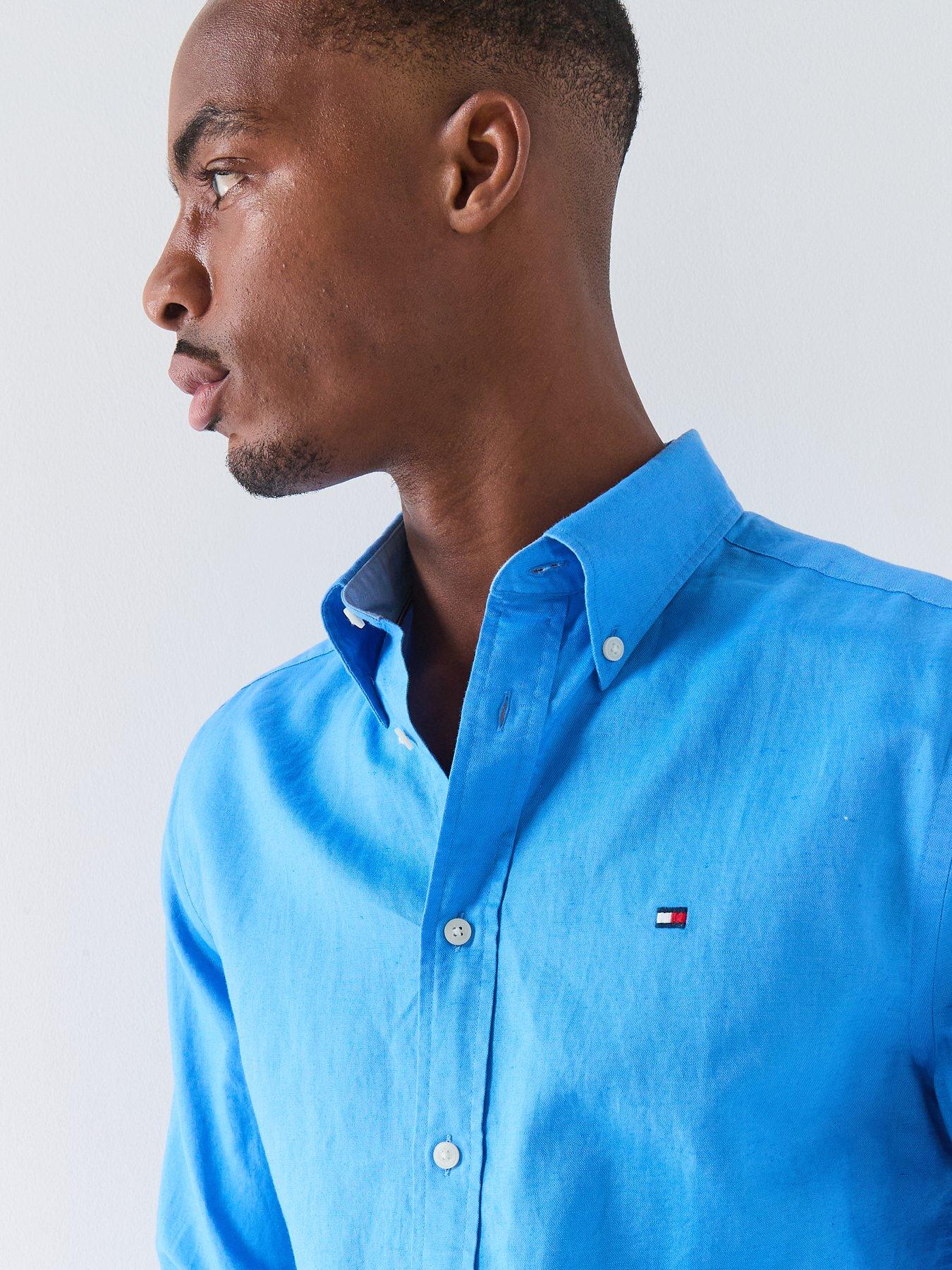 tommy-hilfiger-regular-fit-linen-blend-shirt-blueoutfit