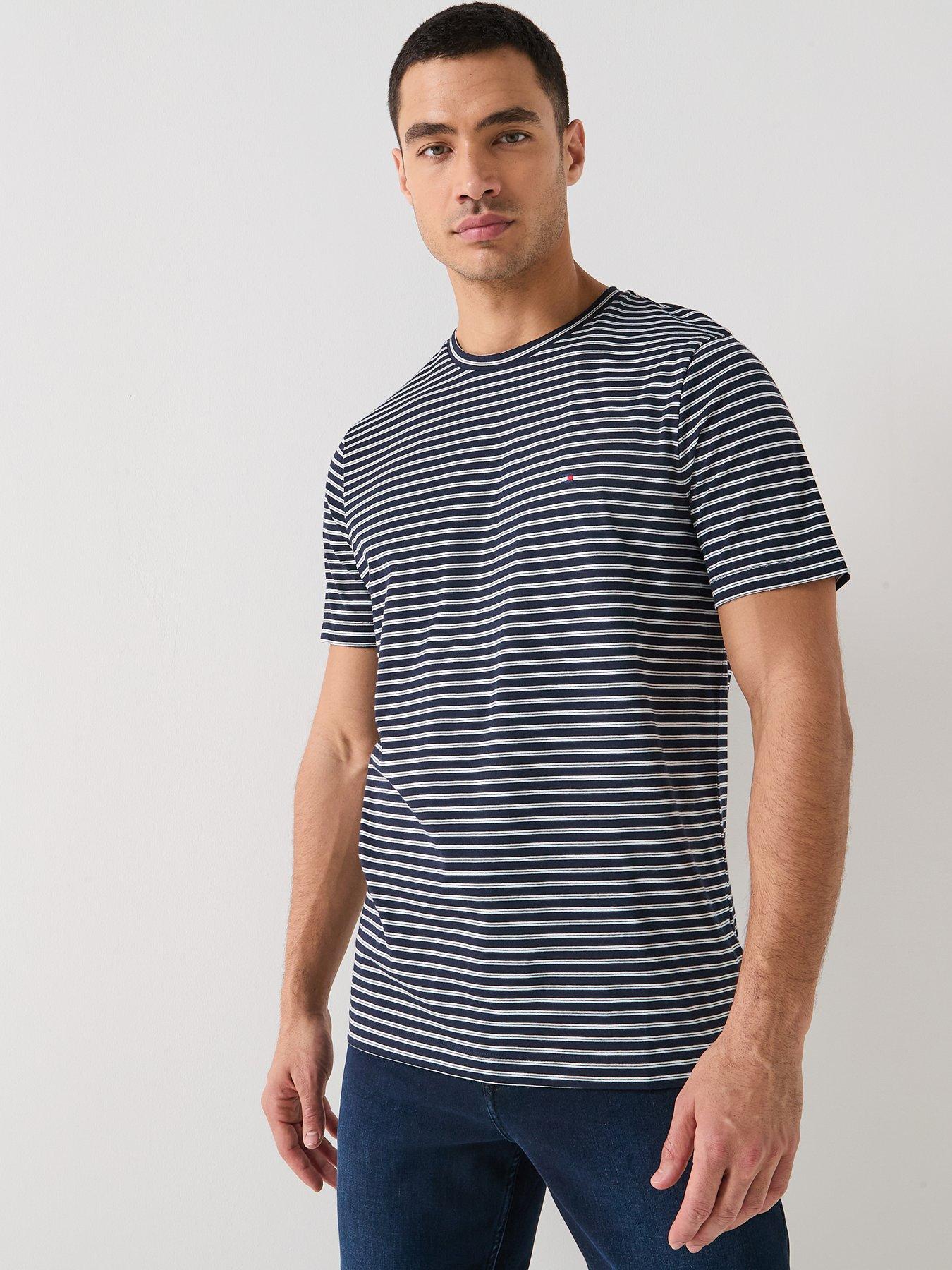 tommy-hilfiger-regular-fit-essential-flag-stripe-t-shirt-navyfront