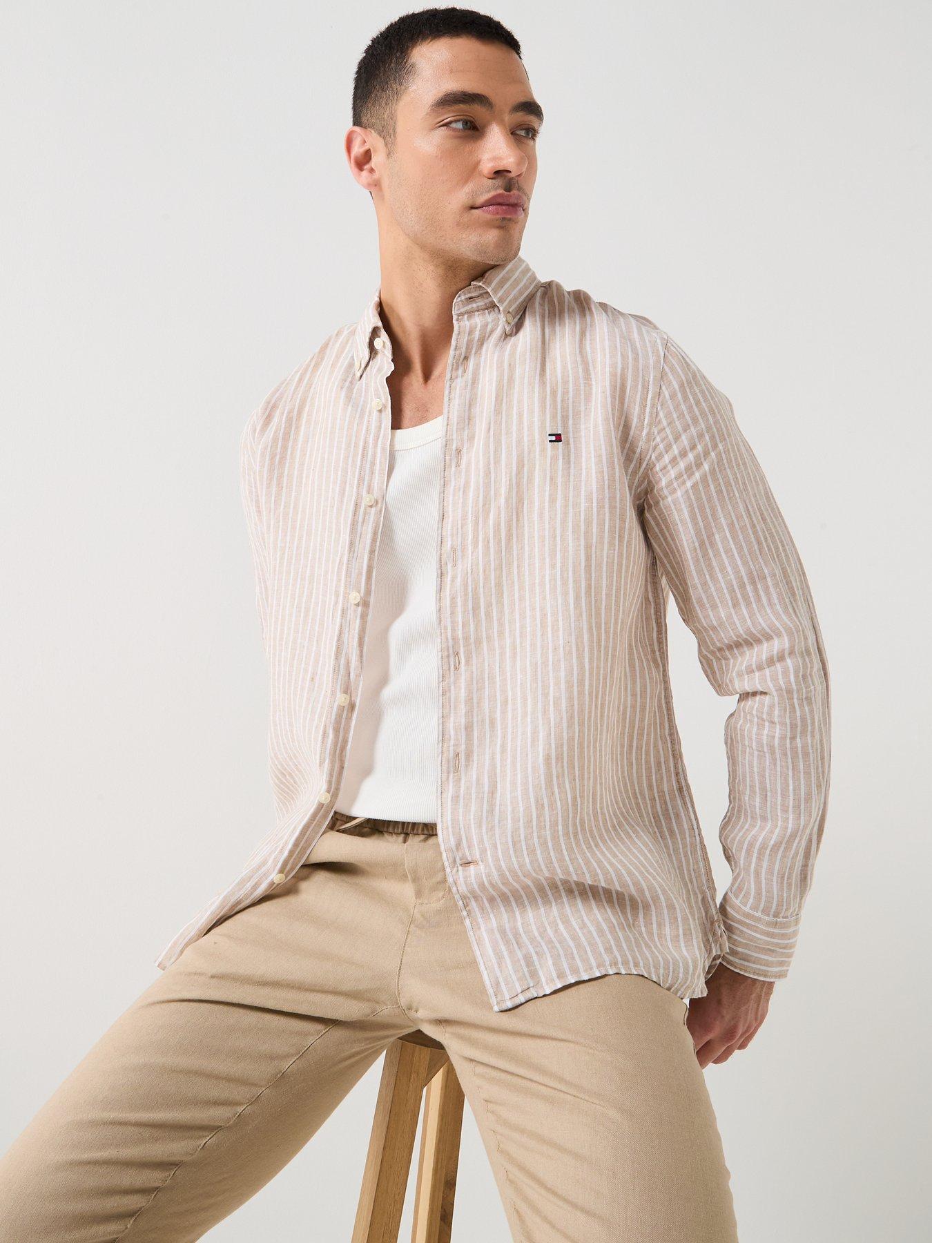 Tommy Hilfiger Tommy Hilfiger Bengal Stripe Linen Shirt - Light Beige