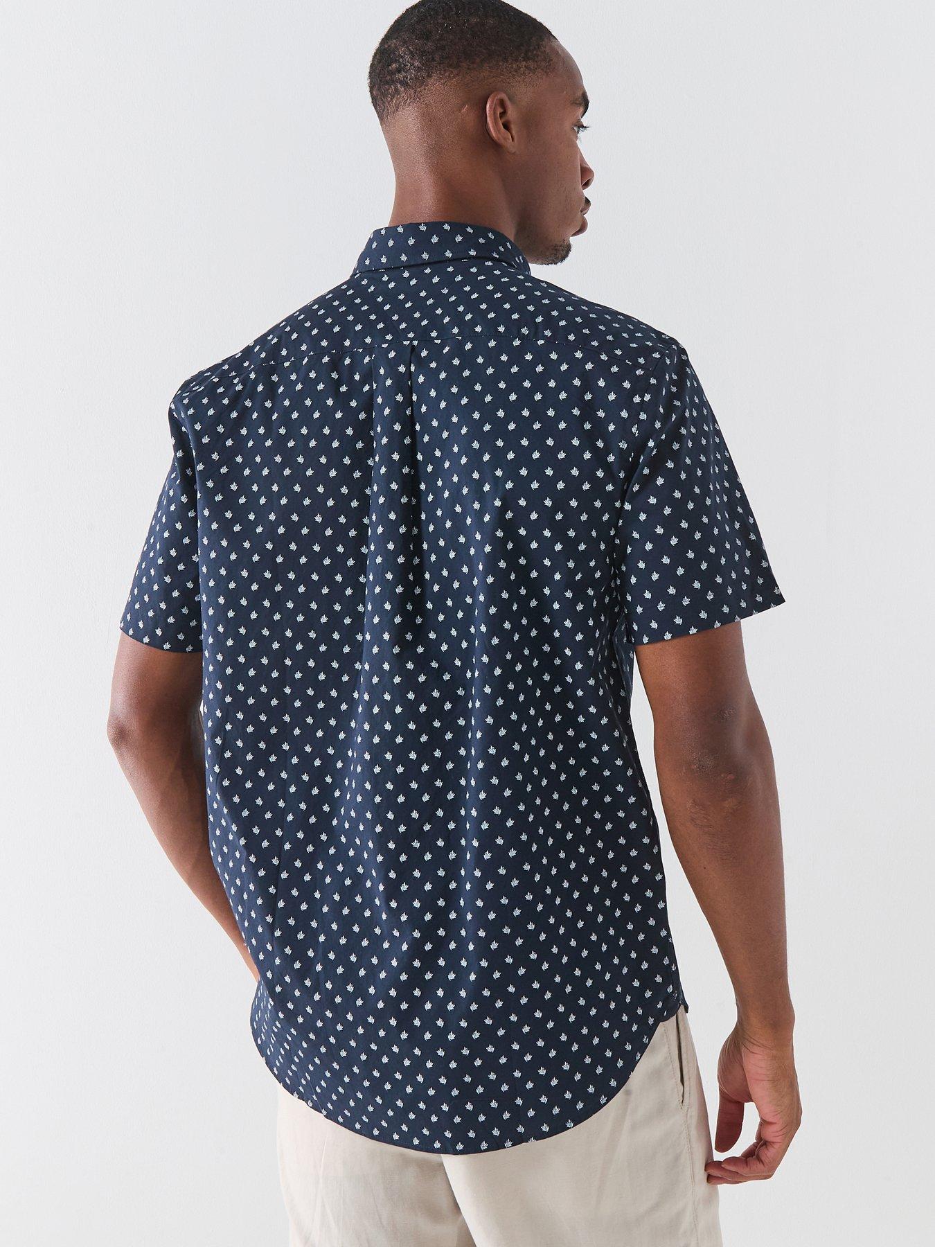 tommy-hilfiger-micro-pattern-button-down-short-sleeve-shirt-navystillFront