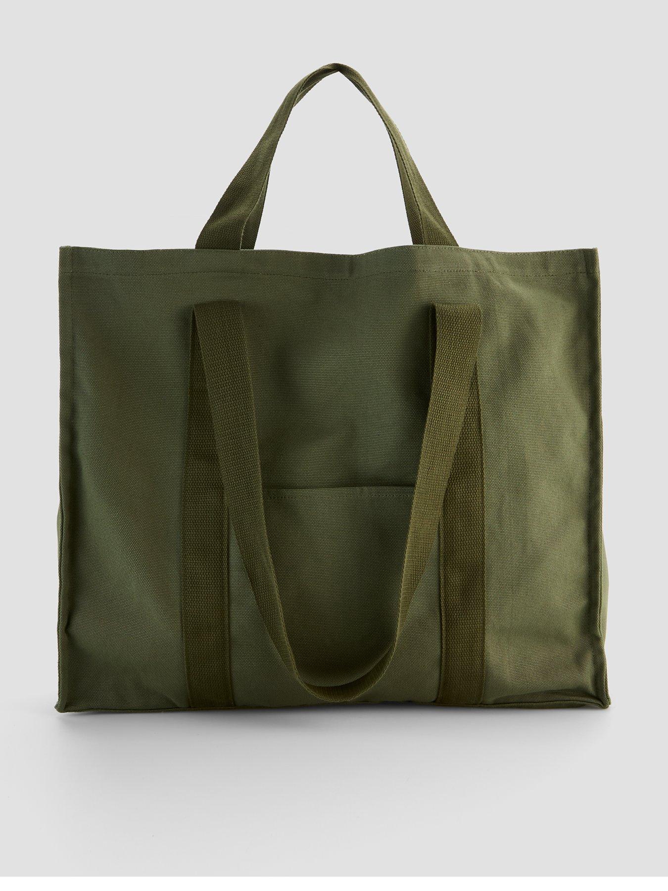 the-very-collection-canvas-double-strap-tote-bag-greenfront