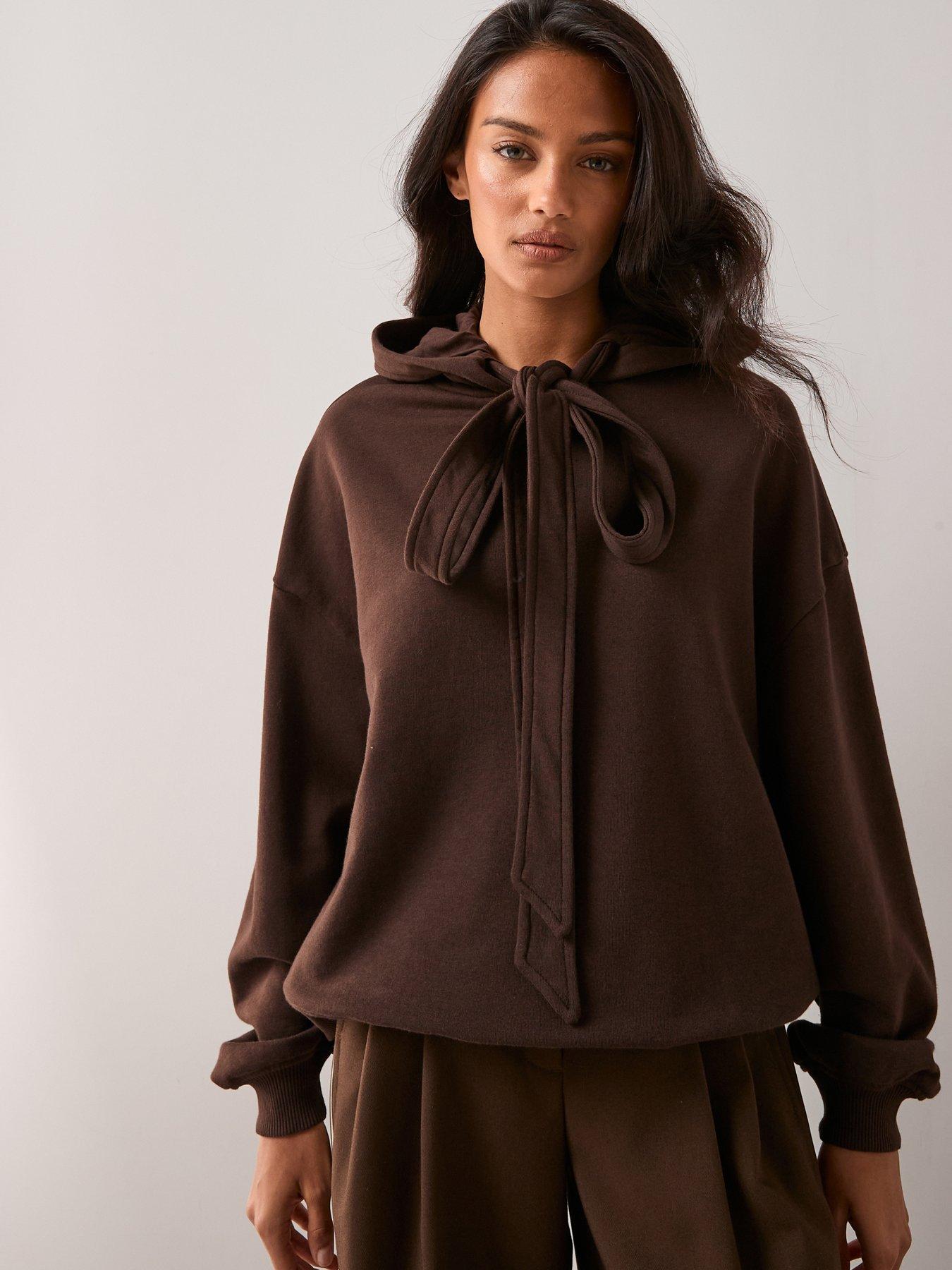 the-very-collection-bow-detail-hoodie-brown