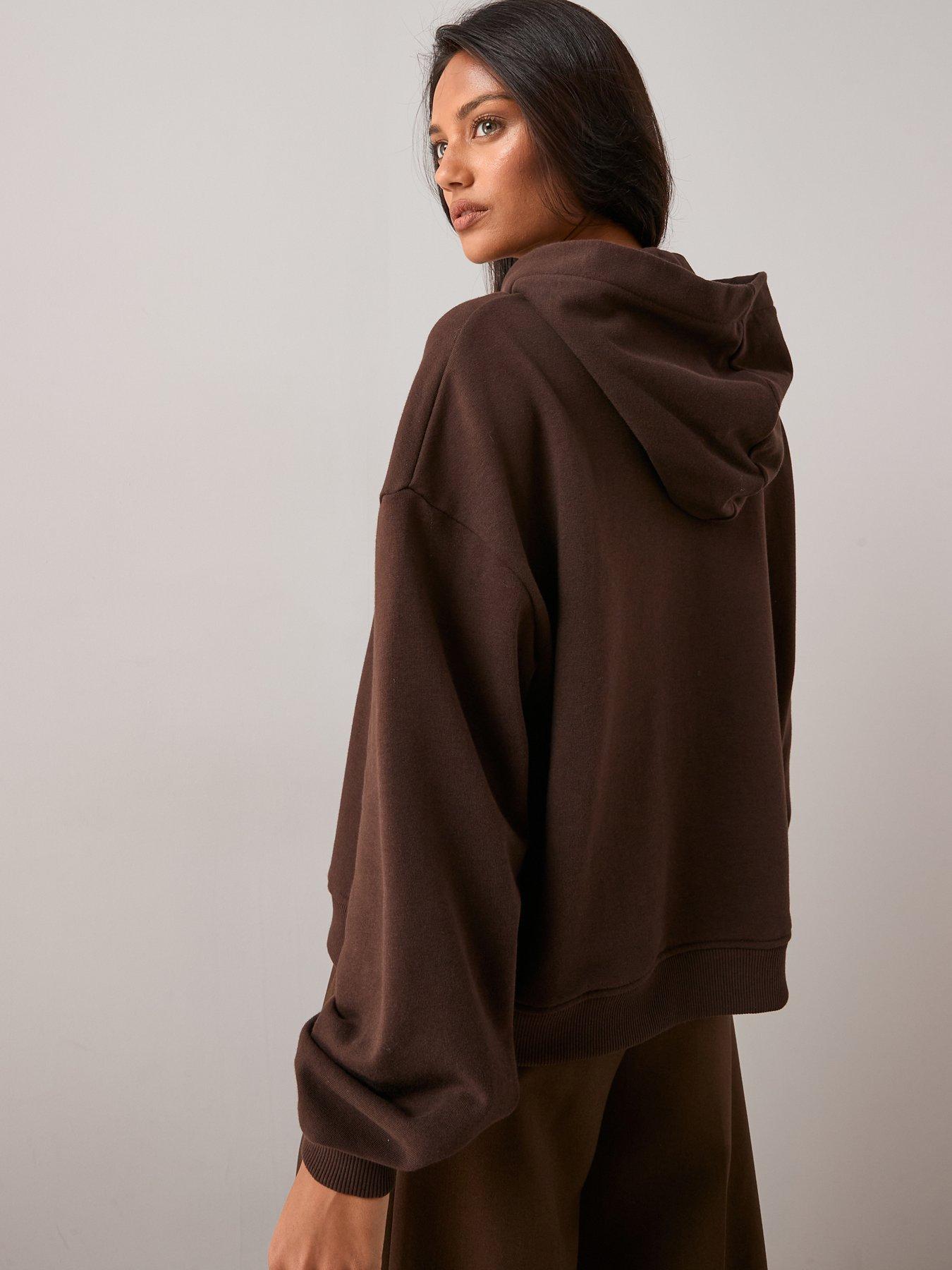 Image 2 of 6 of The Very Collection Bow Detail Hoodie - Brown