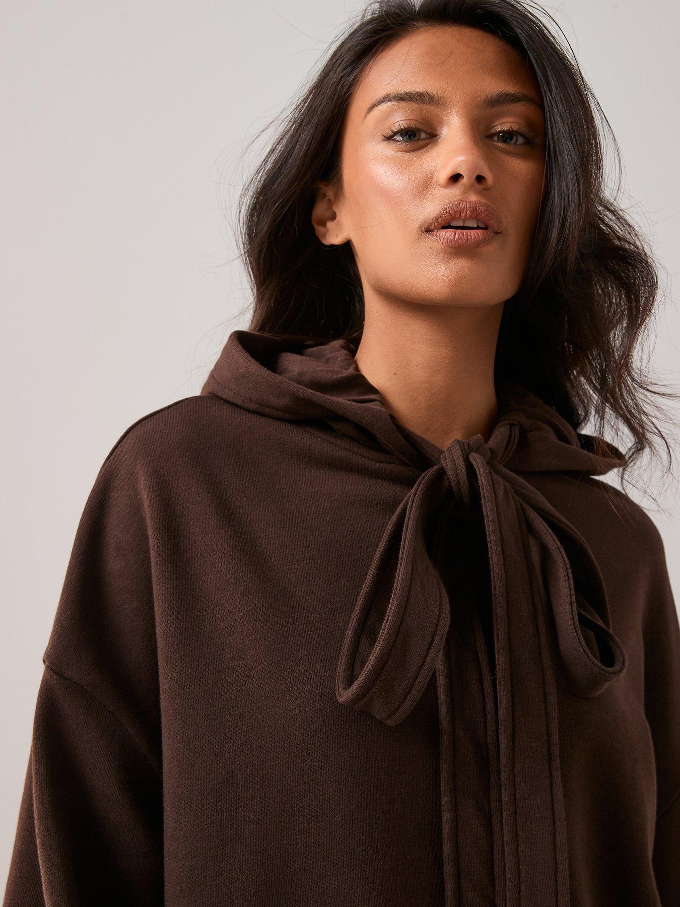 Image 4 of 6 of The Very Collection Bow Detail Hoodie - Brown