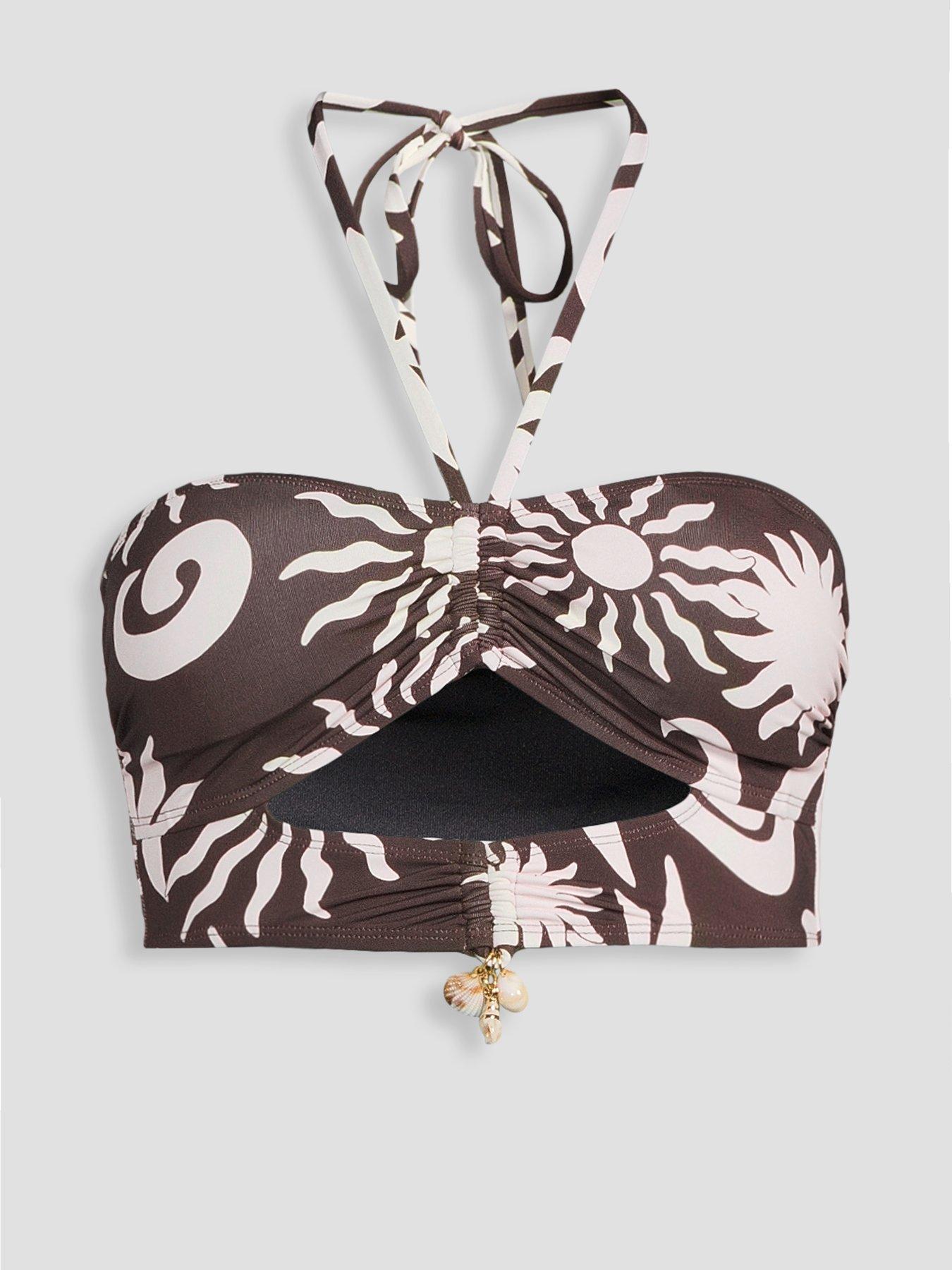 Image 7 of 7 of The Very Collection Charm Trim Cut Out Ruched Bikini Top - Multi