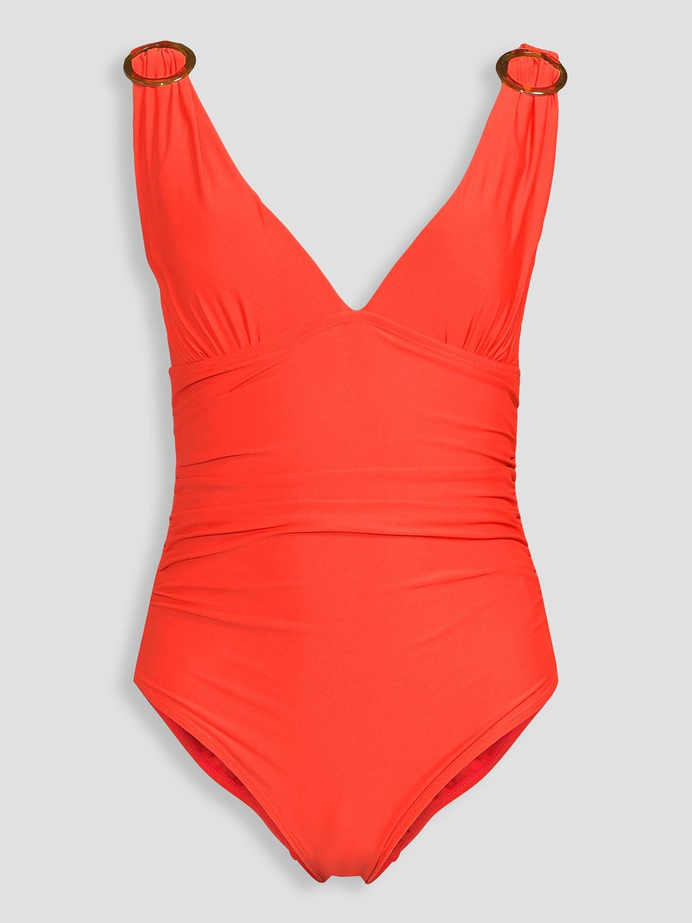 Image 7 of 7 of The Very Collection Shape Enhancing Ring Detail Swimsuit - Orange