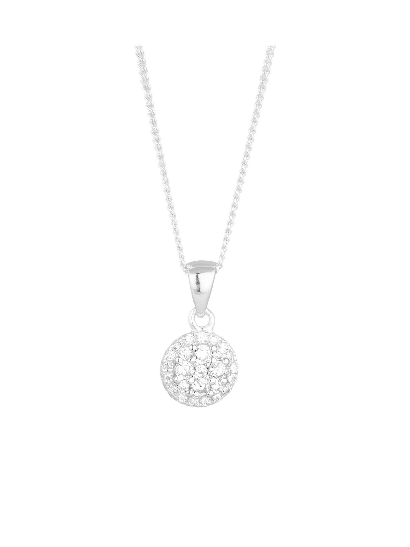 the-love-collection-sterling-silver-cluster-cz-round-stud-earring-and-pendant-setoutfit