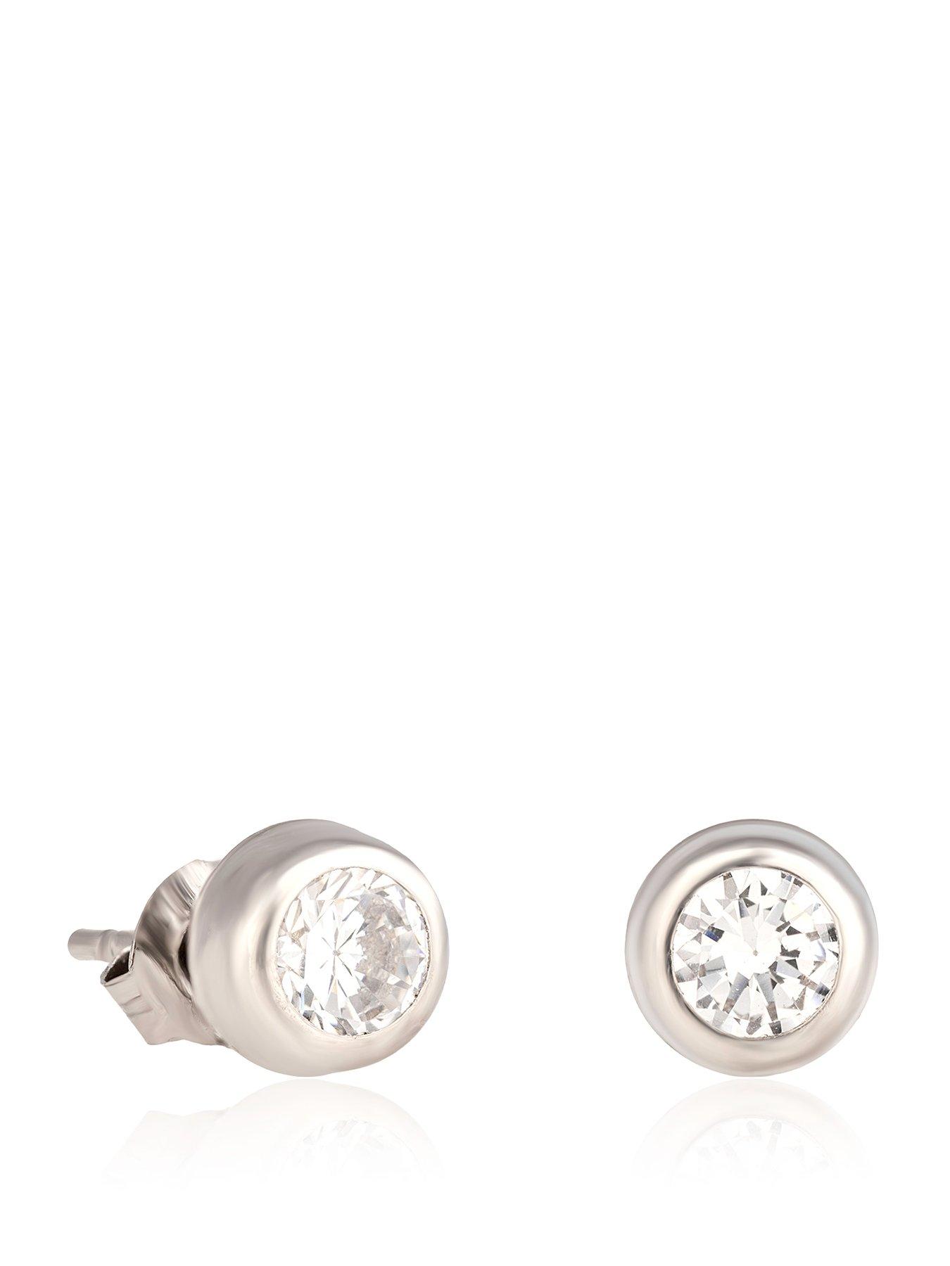 Image 1 of 4 of The Love Collection 9ct white gold 5mm white cz rubover studs