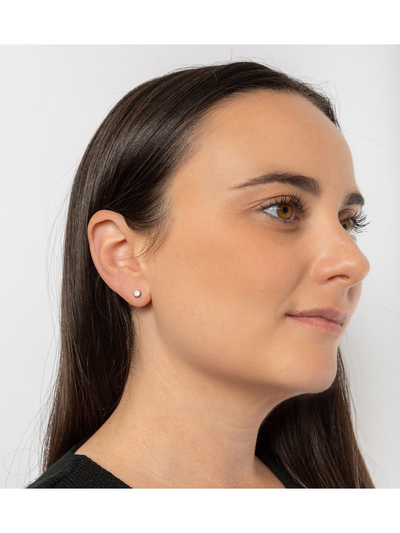 Image 2 of 4 of The Love Collection 9ct white gold 5mm white cz rubover studs