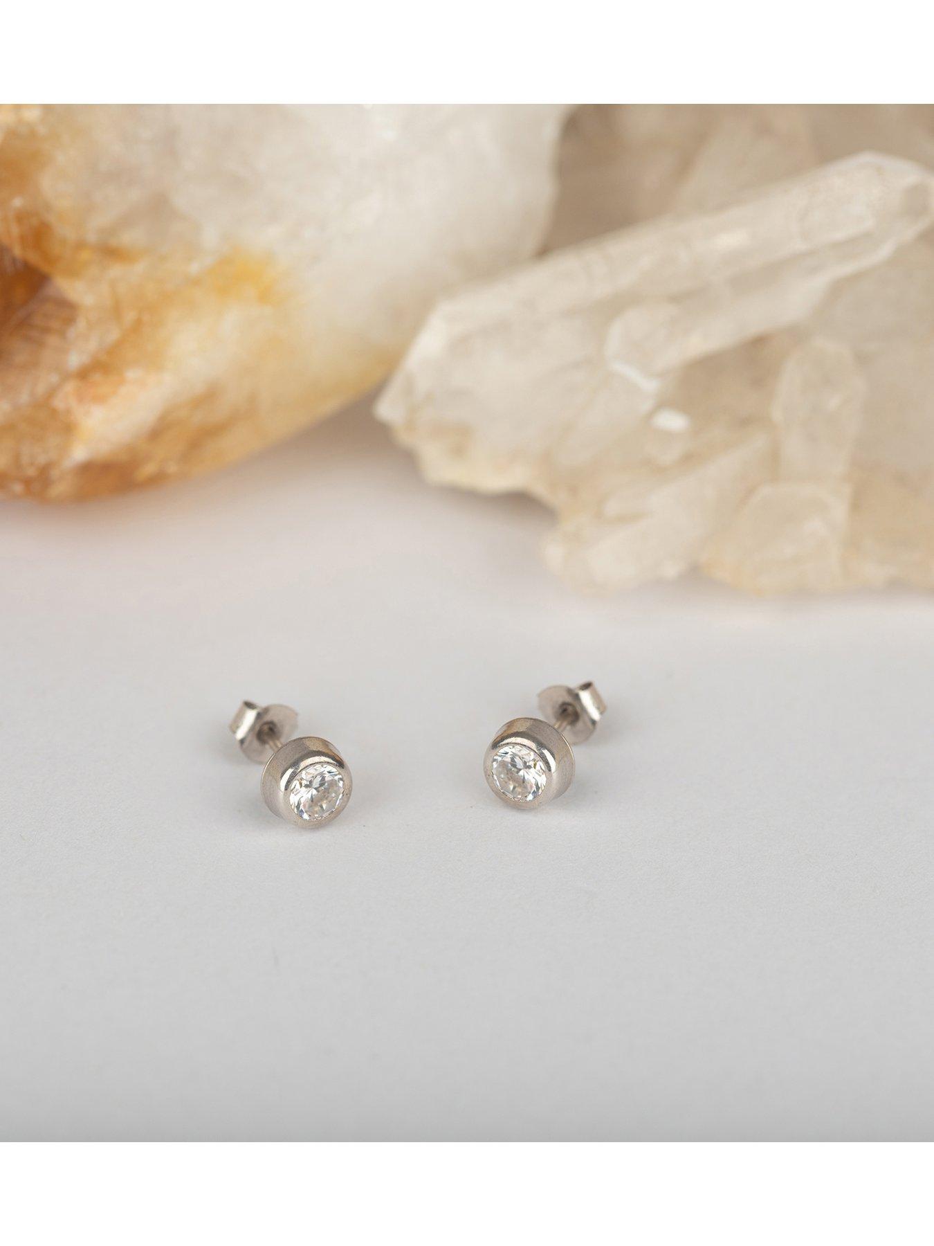 Image 3 of 4 of The Love Collection 9ct white gold 5mm white cz rubover studs