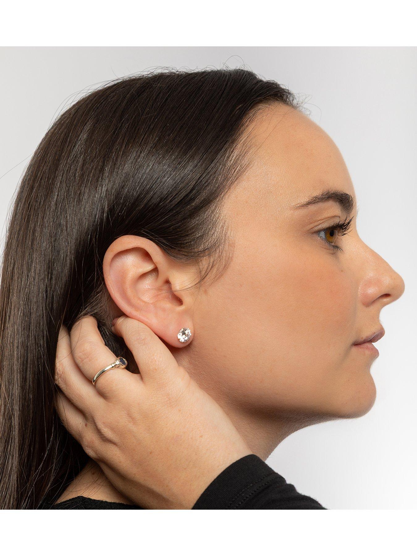 Image 2 of 4 of The Love Collection 9ct Gold 8mm Cubic Zirconia Stud Earrings