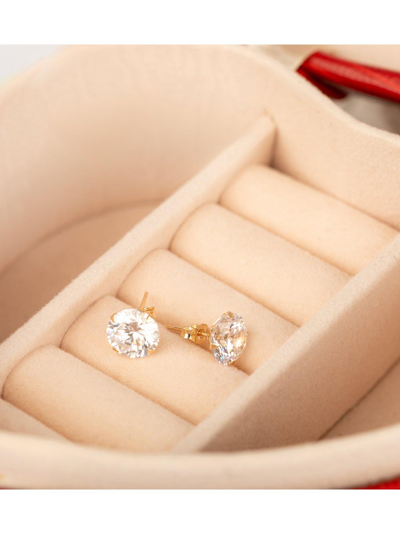 Image 3 of 4 of The Love Collection 9ct Gold 8mm Cubic Zirconia Stud Earrings