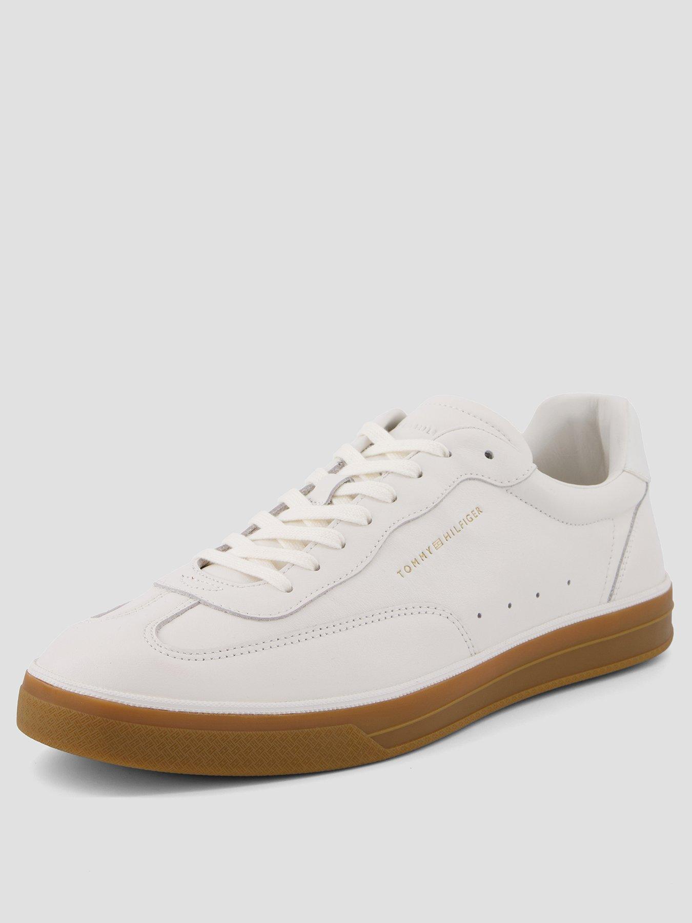 Image 2 of 7 of Tommy Hilfiger TH Lo Lux Leather Trainer - Off White