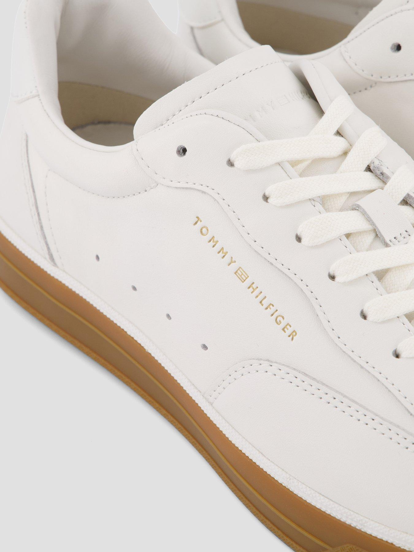 Image 5 of 7 of Tommy Hilfiger TH Lo Lux Leather Trainer - Off White