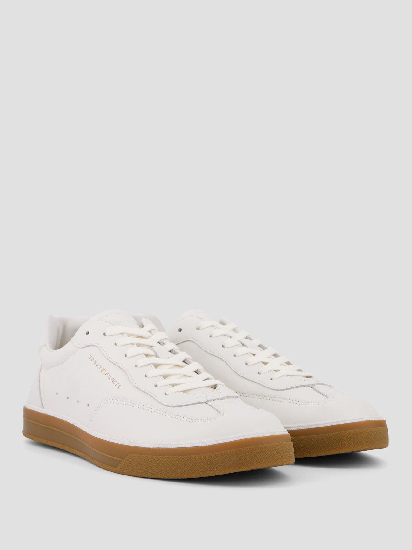 Image 6 of 7 of Tommy Hilfiger TH Lo Lux Leather Trainer - Off White