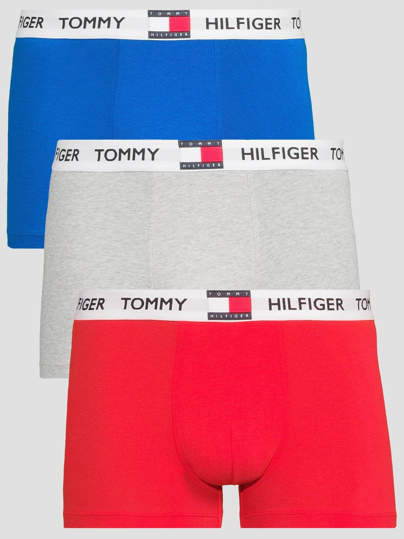 Image 1 of 3 of Tommy Hilfiger 3 Pack Heritage Cotton Badge Trunks - Assorted