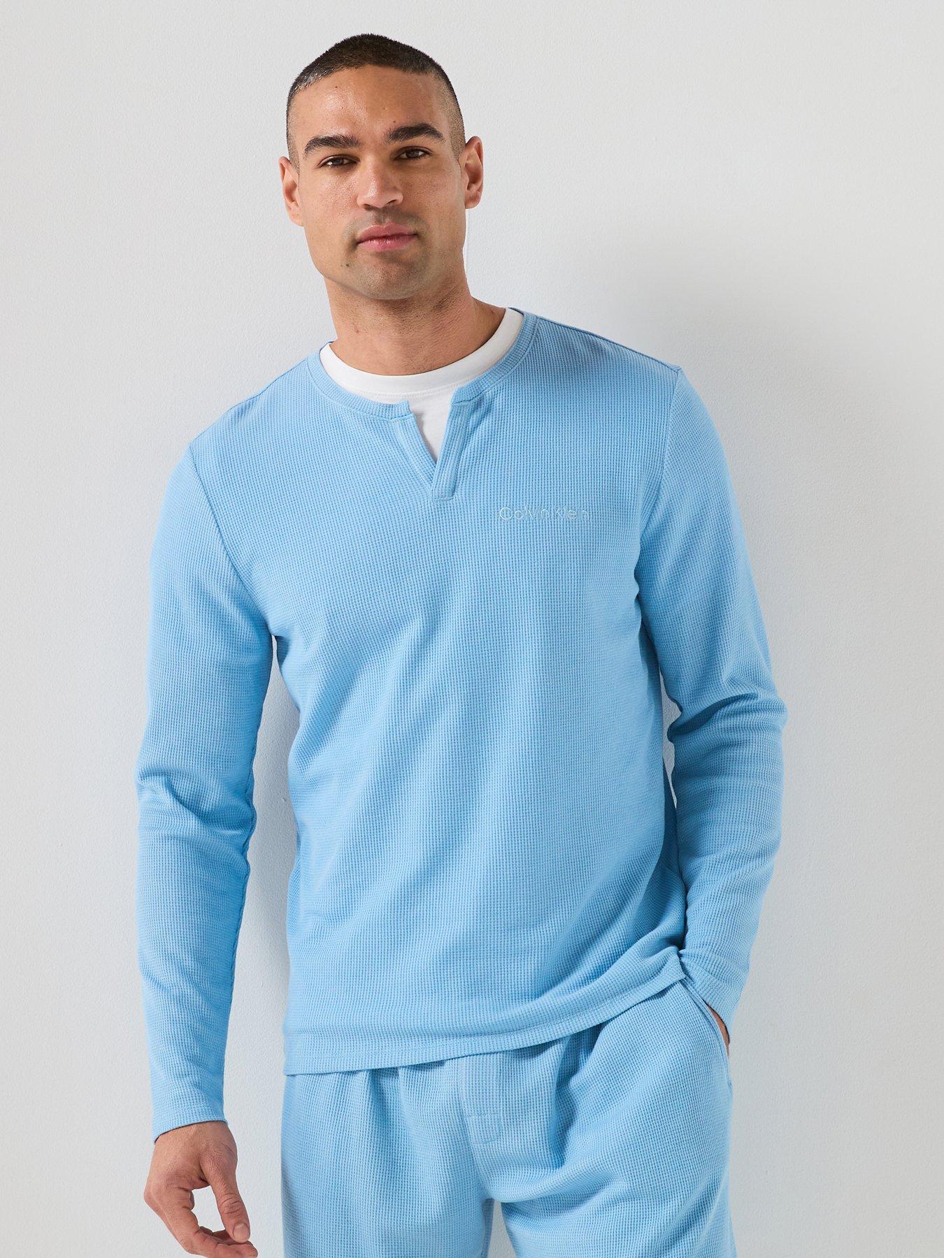 Calvin Klein Calvin Klein Loungewear Waffle Henley Long Sleeve T-shirt - Blue